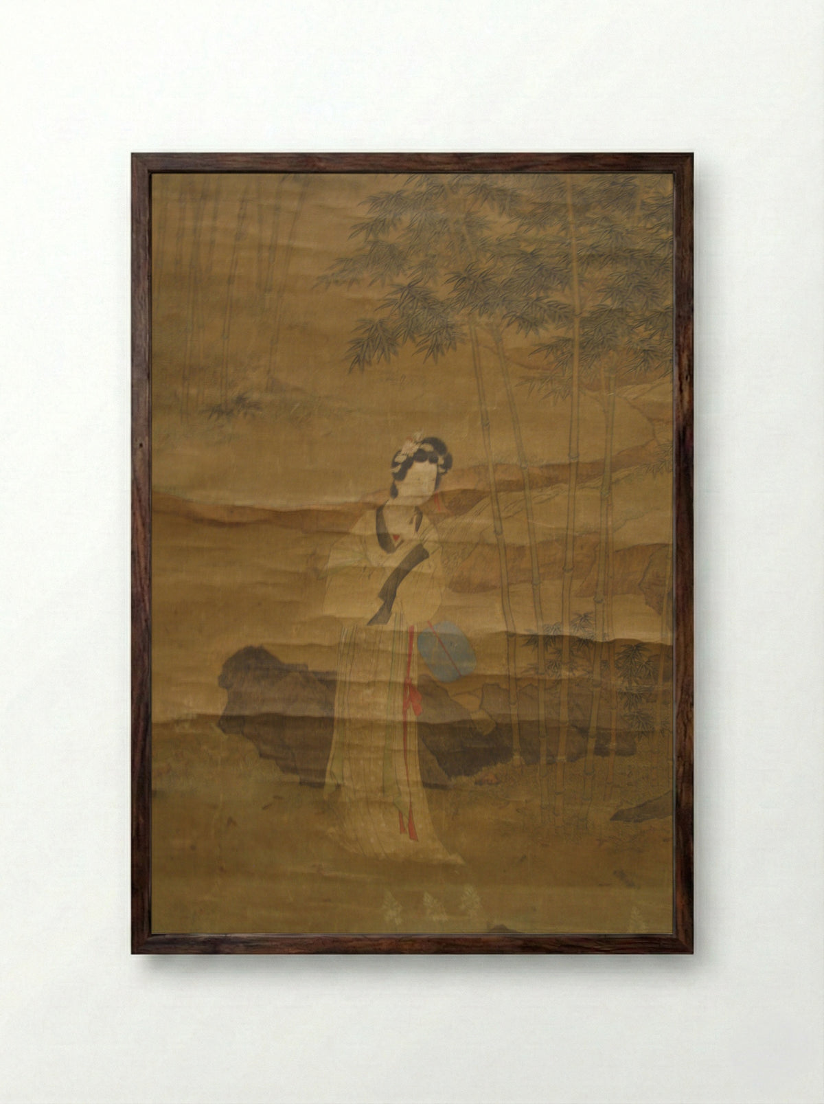 Lady in a Bamboo Grove (After Qiu Ying) - Shen Shuo - Framed Print Dark Wood