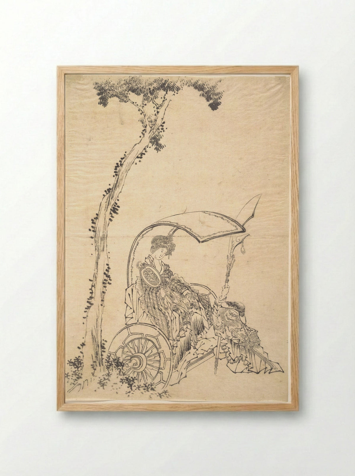 Lady in a Chariot - Katsushika Hokusai - Framed Print Wood