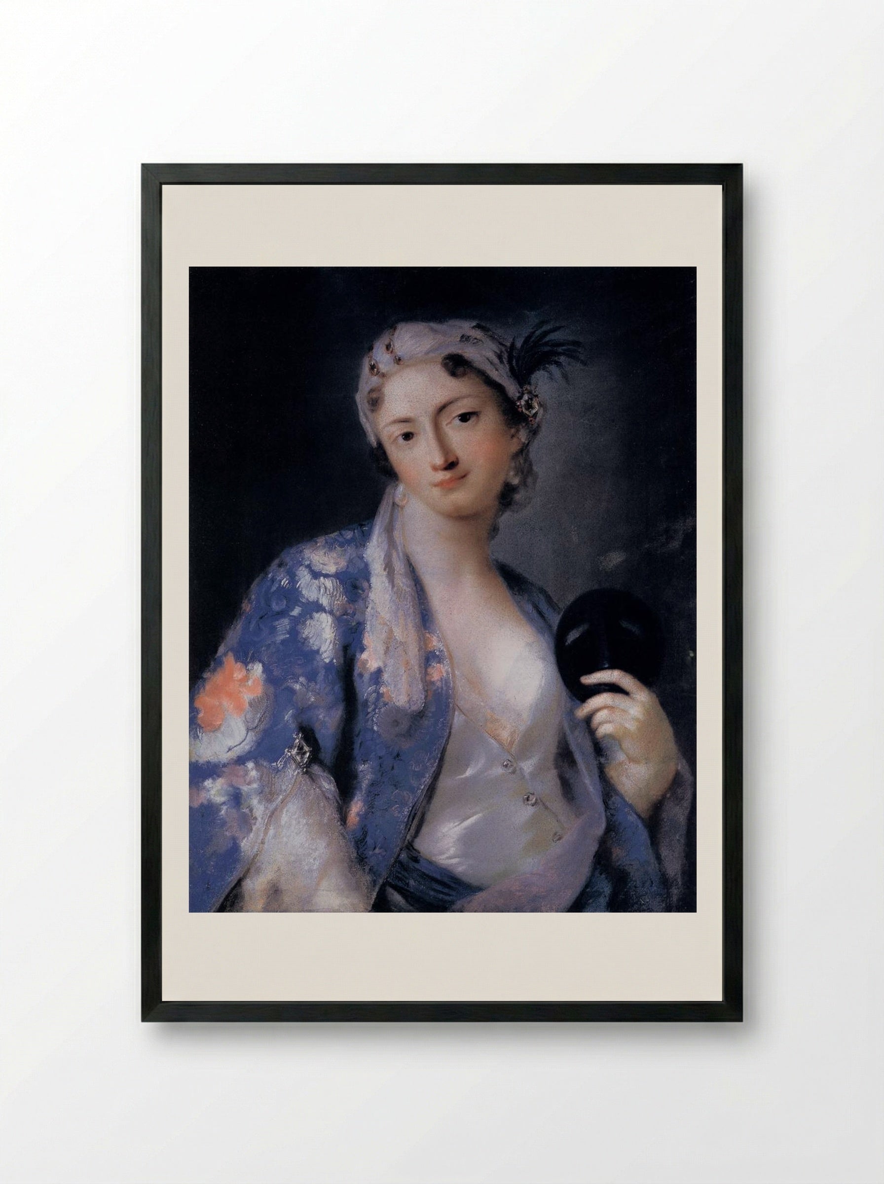 Lady in a Turkish Costume (Felicita Sartori) - Rosalba Carriera - Framed Print Black