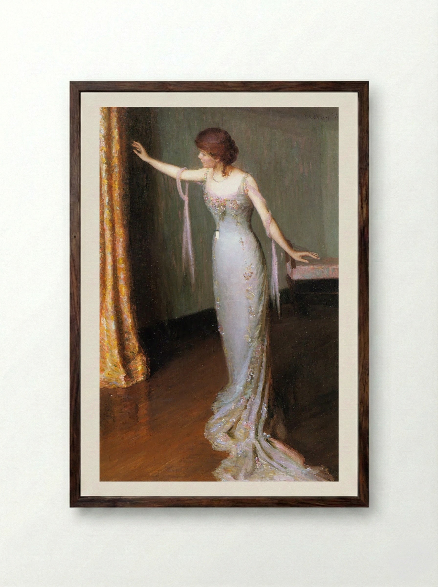 Lady in an Evening Dress - Lilla Cabot Perry - Framed Print Dark Wood