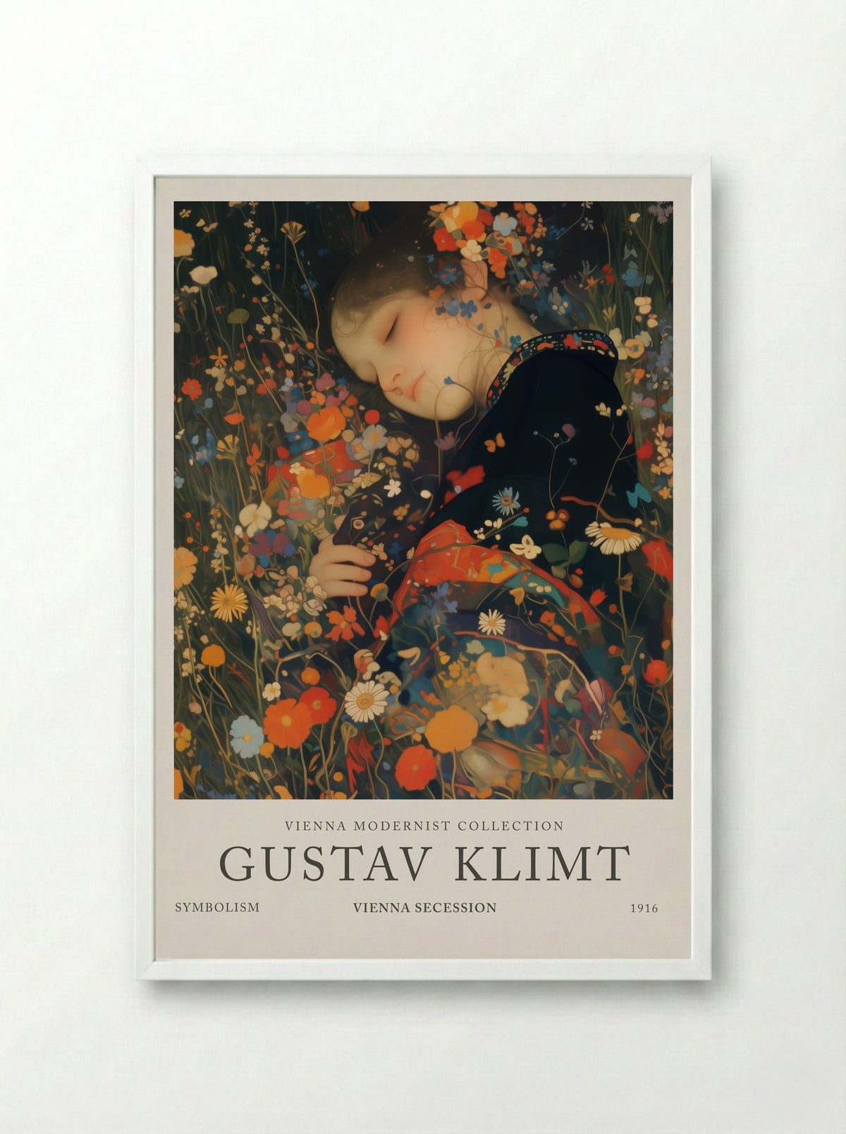 Lady of the Garden - Gustav Klimt - Framed Print White