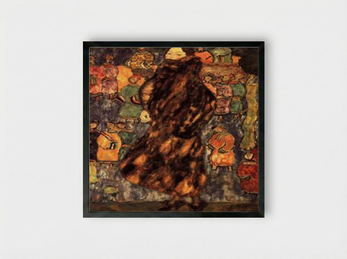 Lady with Fur Collar - Gustav Klimt - Framed Print Black