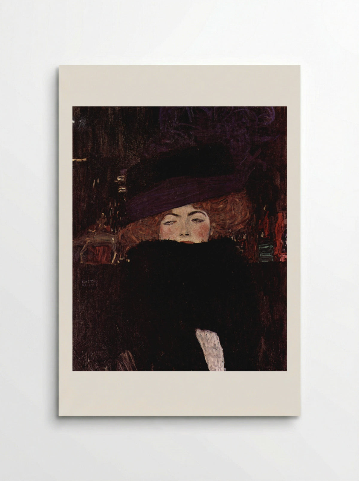 Lady with Hat and Feather Boa - Gustav Klimt - Poster