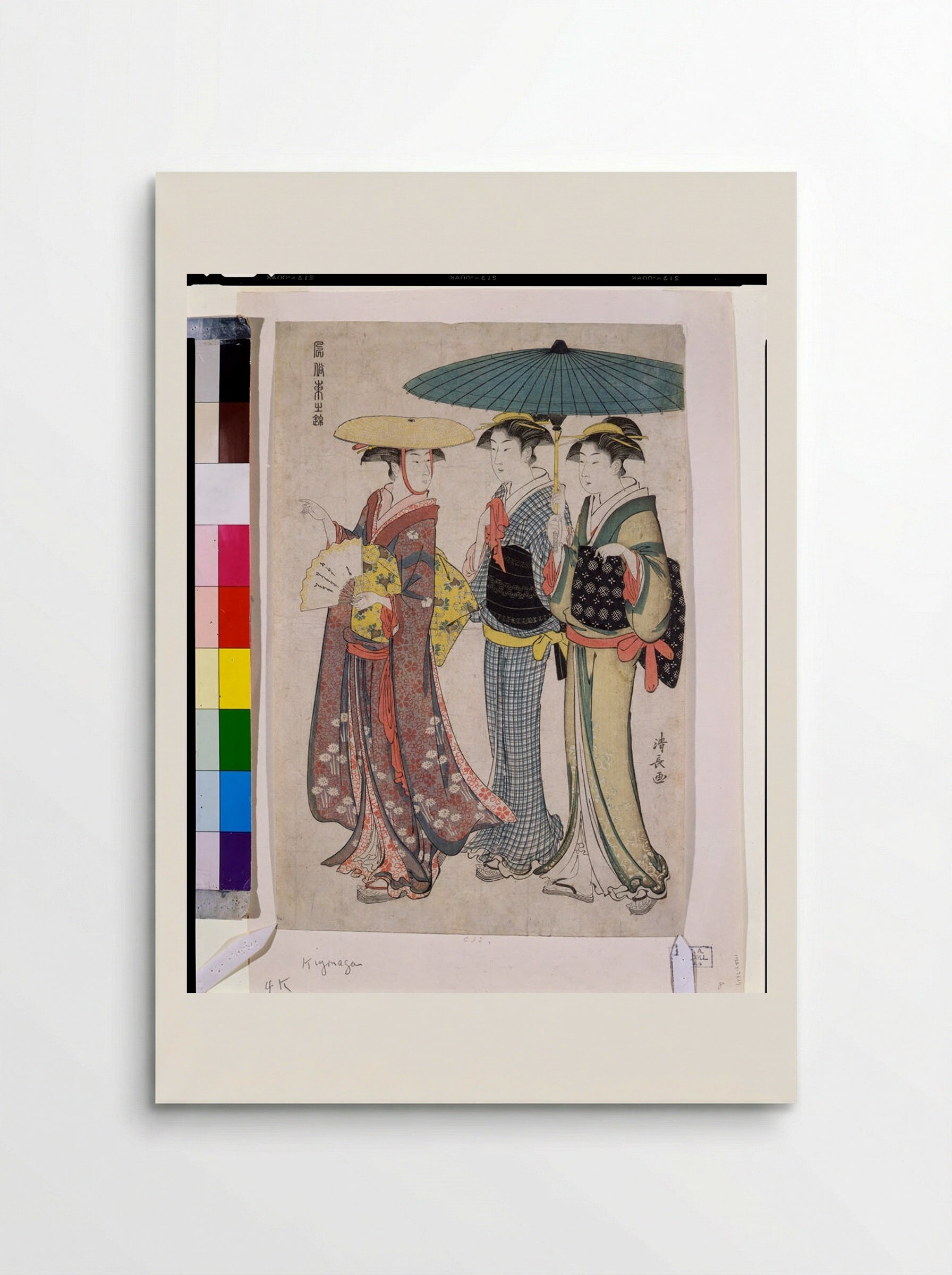 Lady with Two Servants, from the series Fuzoku azuma no nishiki - Torii Kiyonaga - Poster