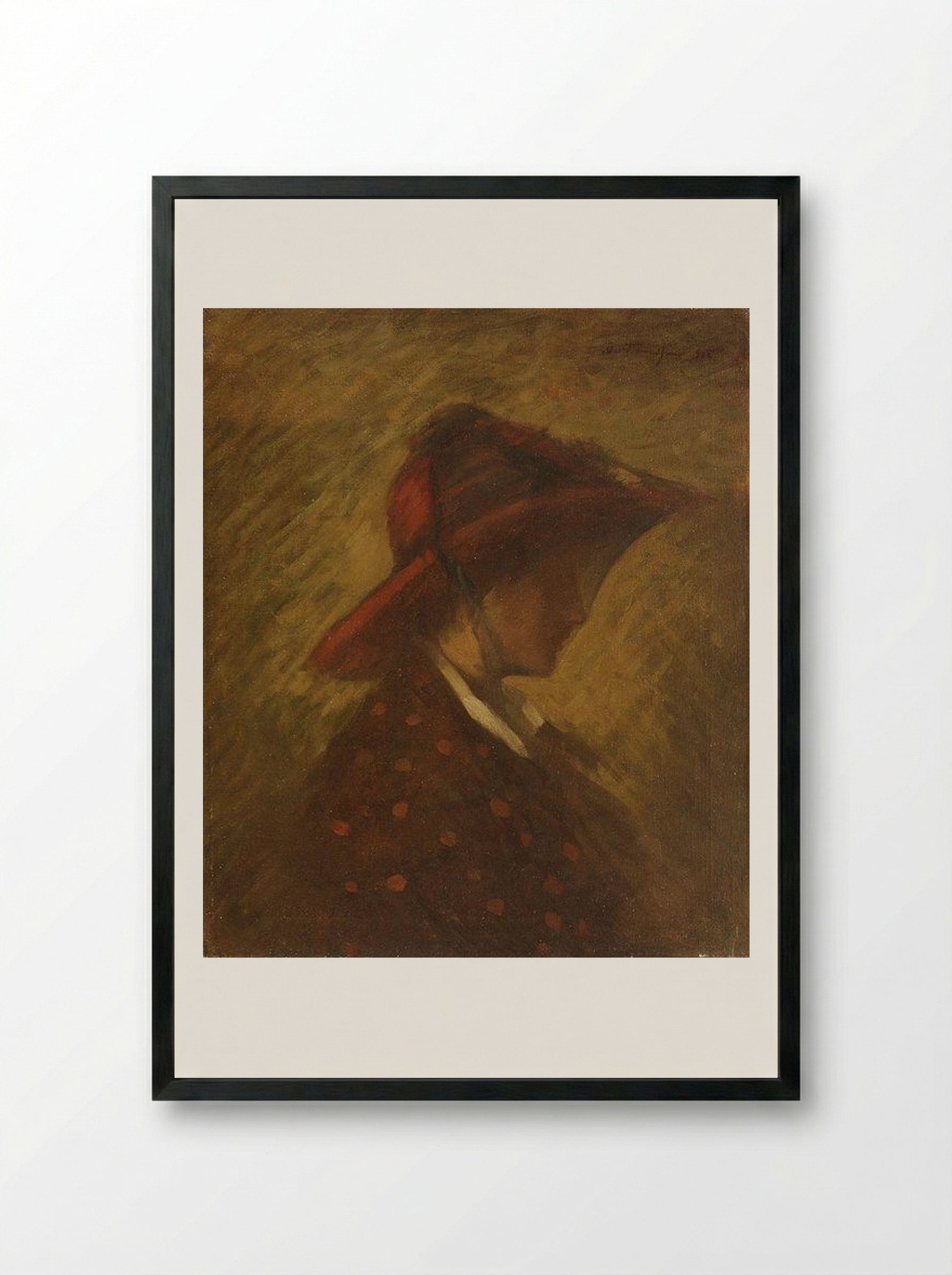 Lady with Veil - Nicolae Tonitza - Framed Print Black