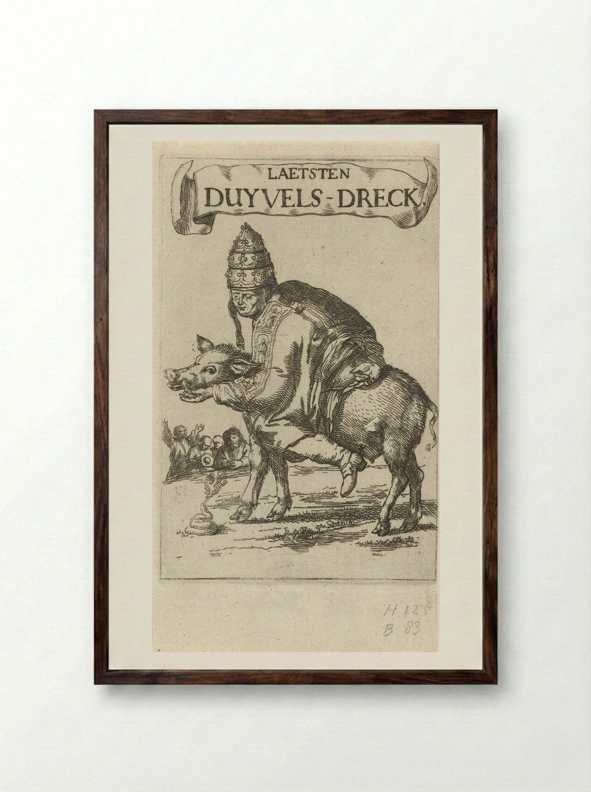 Laetsten Duyvels-Dreck - Arnold Houbraken - Framed Print Dark Wood