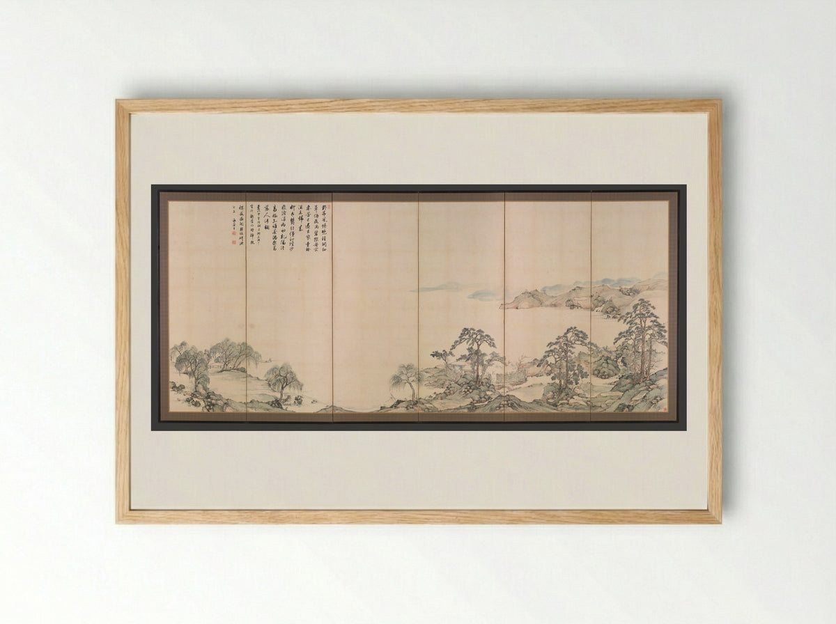 Lake Biwa in Four Seasons - Nukina Kaioku - Framed Print Wood