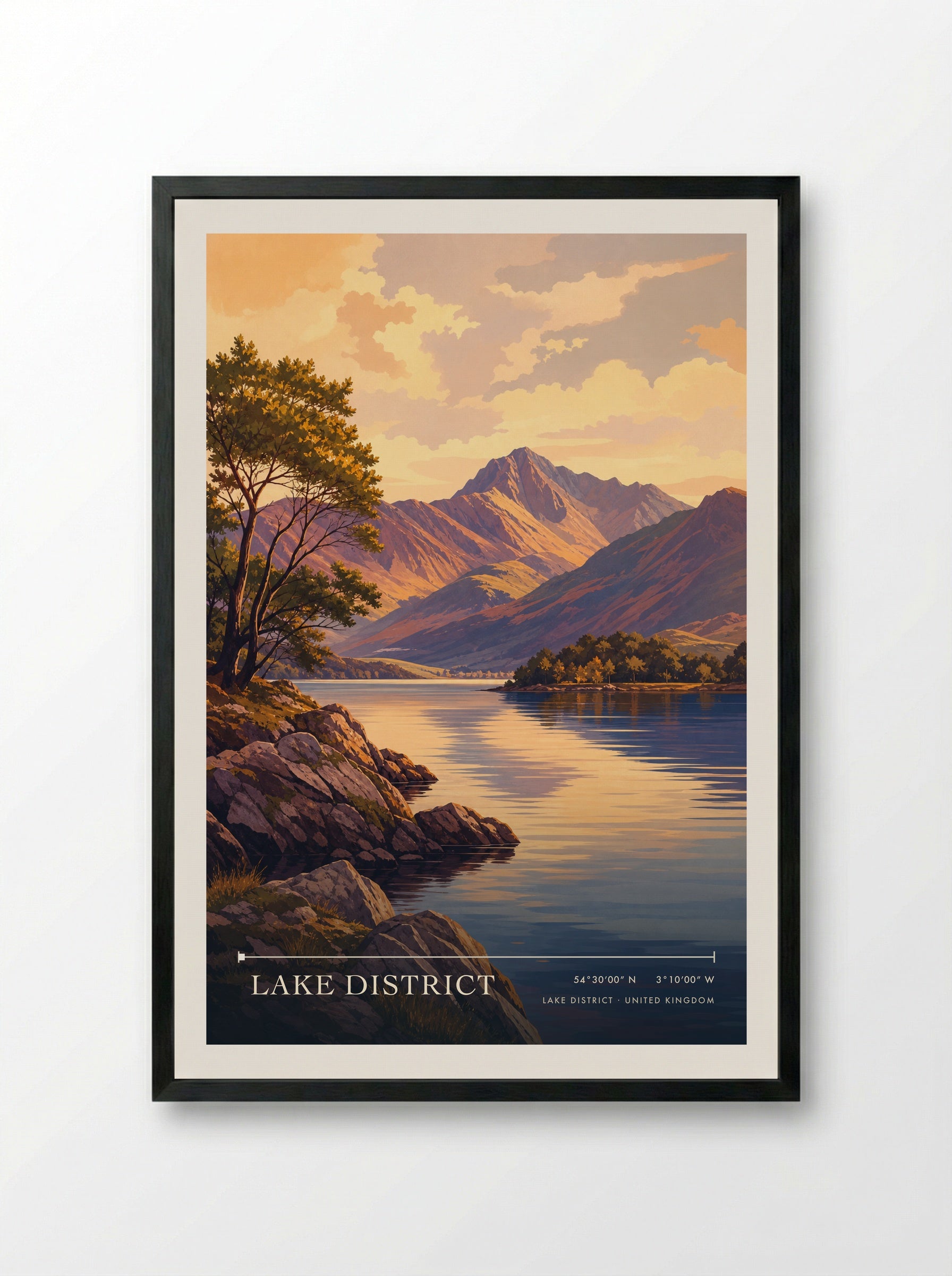 Lake District United Kingdom Travel Poster - Framed Print Black