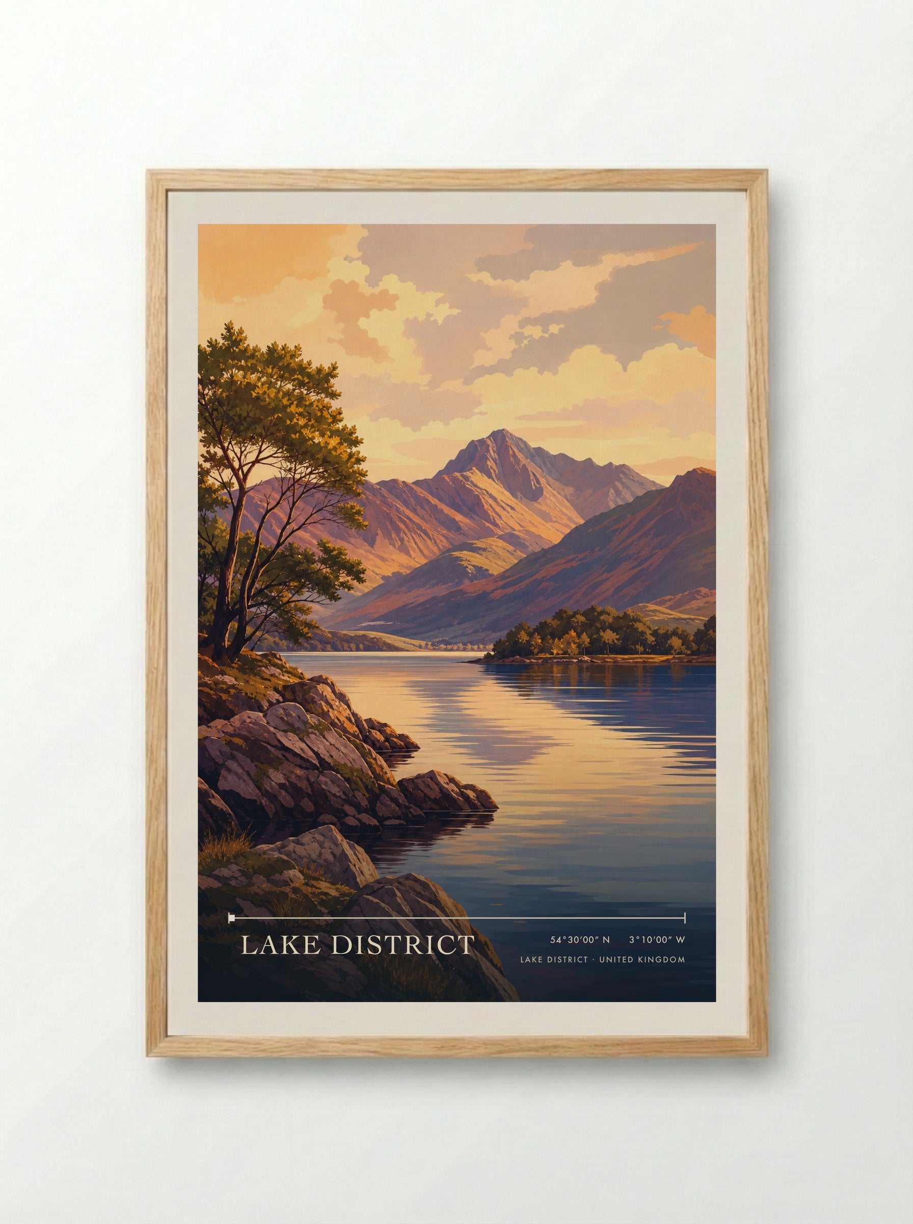 Lake District United Kingdom Travel Poster - Framed Print Wood