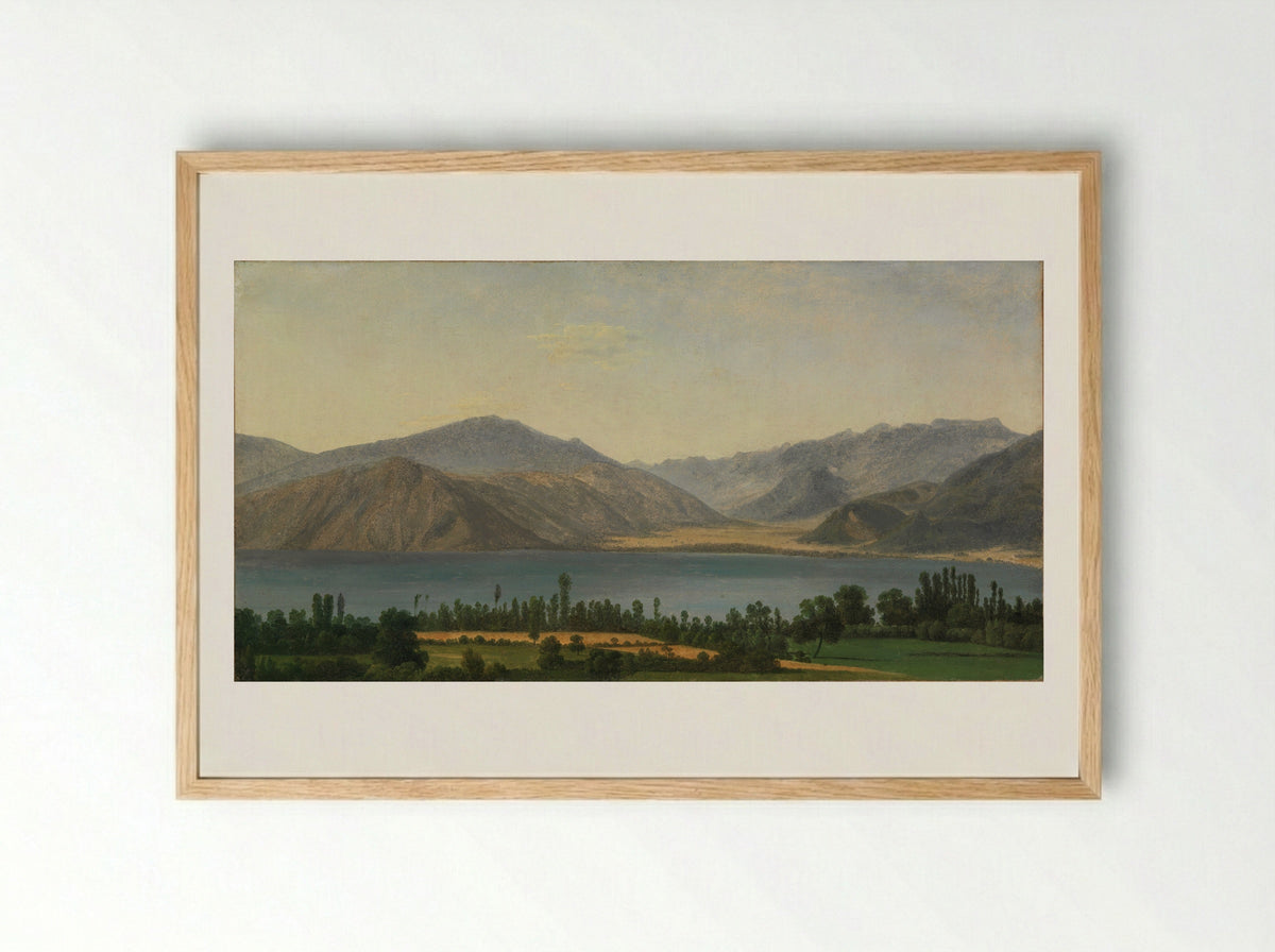 Lake Fucino and the Abruzzi Mountains - Jean-Joseph-Xavier Bidauld - Framed Print Wood