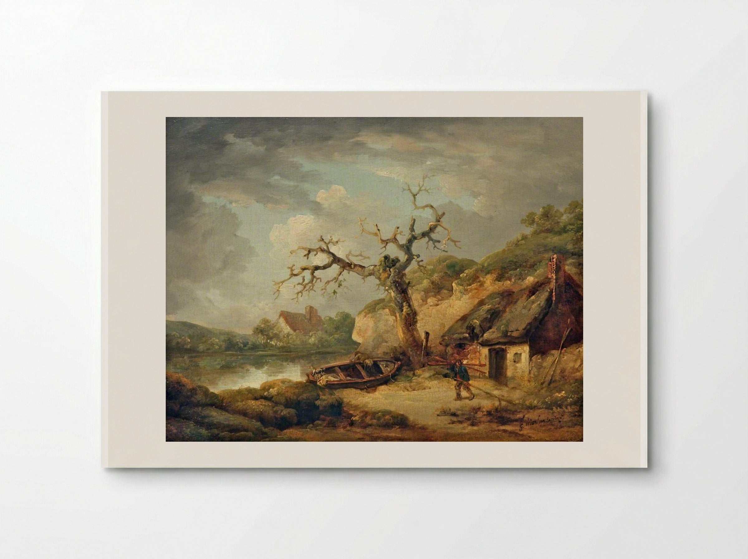 Lake Scene and a Cottage - George Morland - Poster