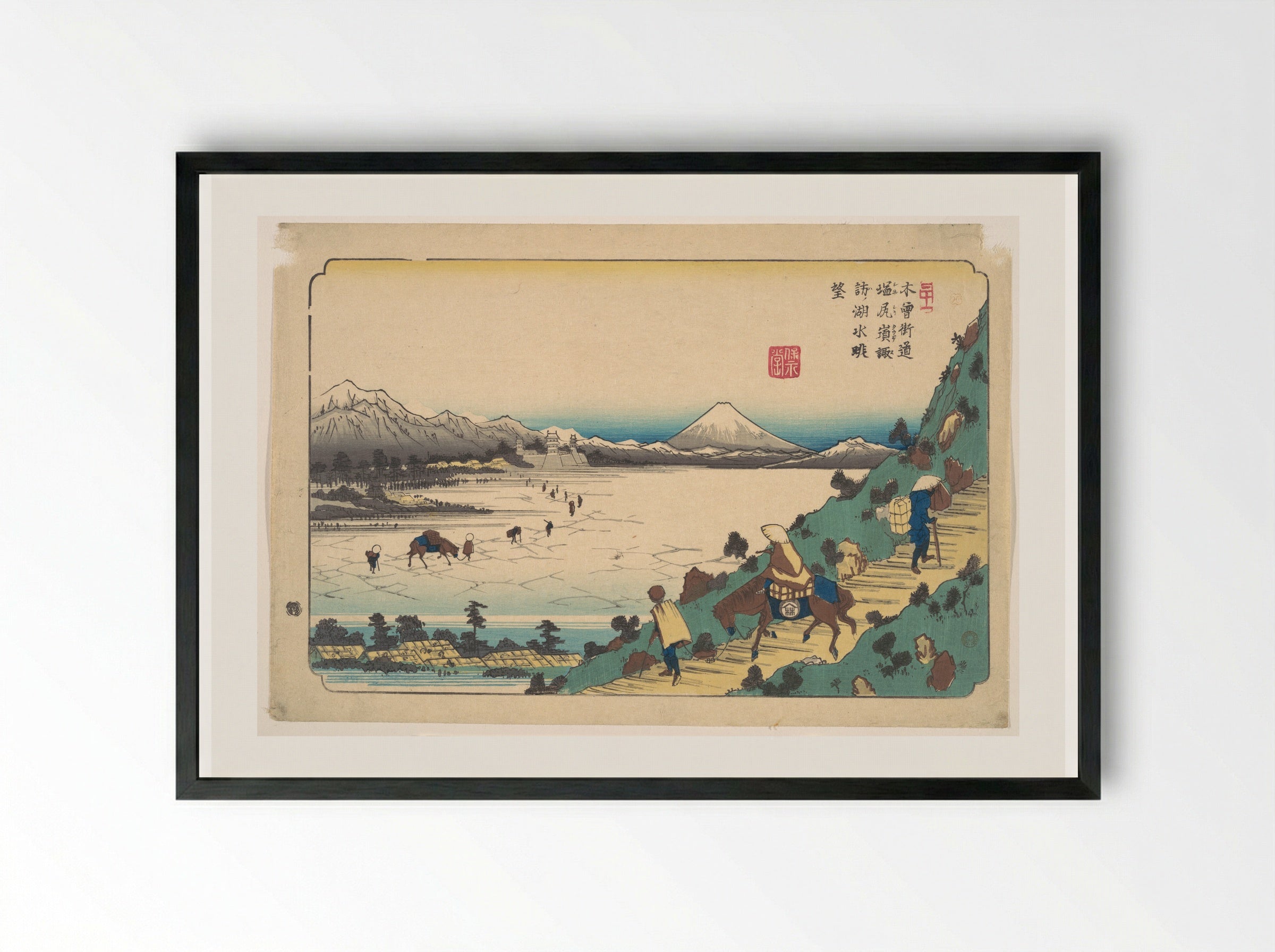 Lake Suwa from Shiojiri Pass - Keisai Eisen - Framed Print Black