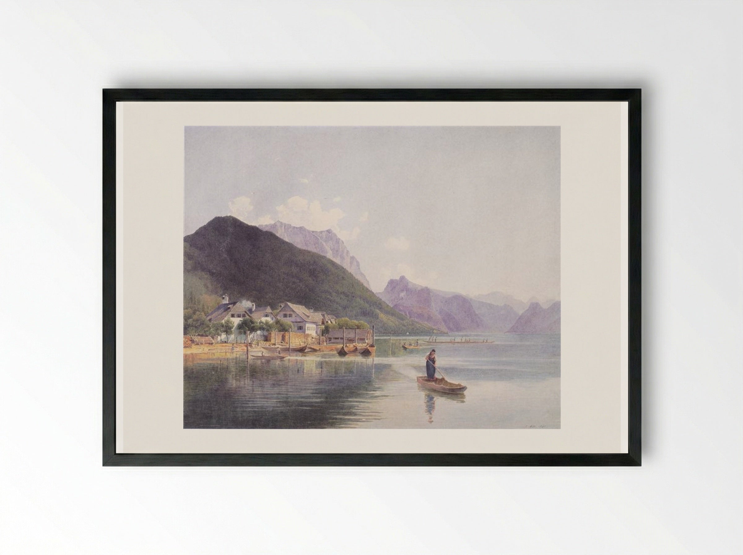 Lake Traun - Rudolf von Alt - Framed Print Black