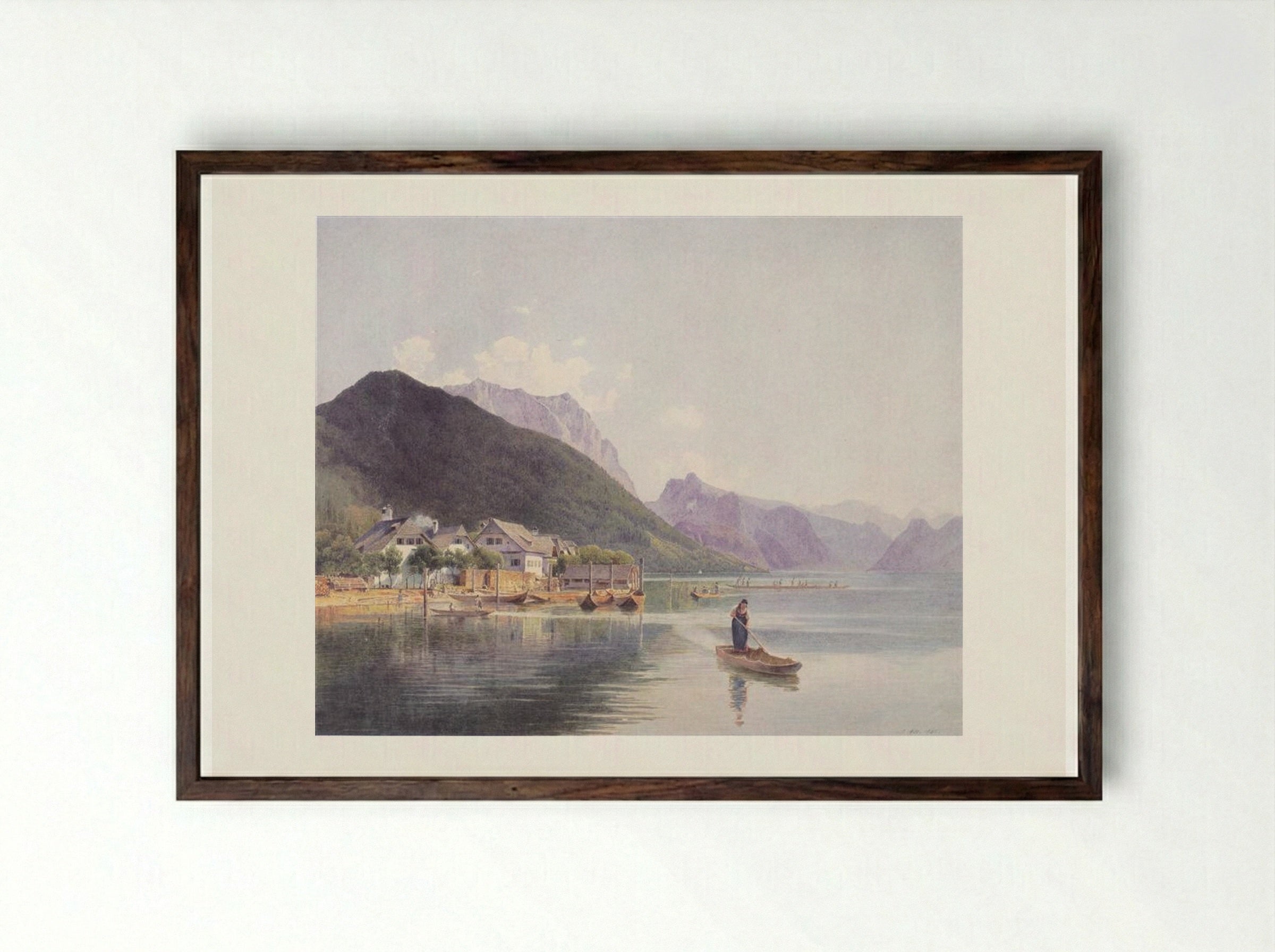 Lake Traun - Rudolf von Alt - Framed Print Dark Wood