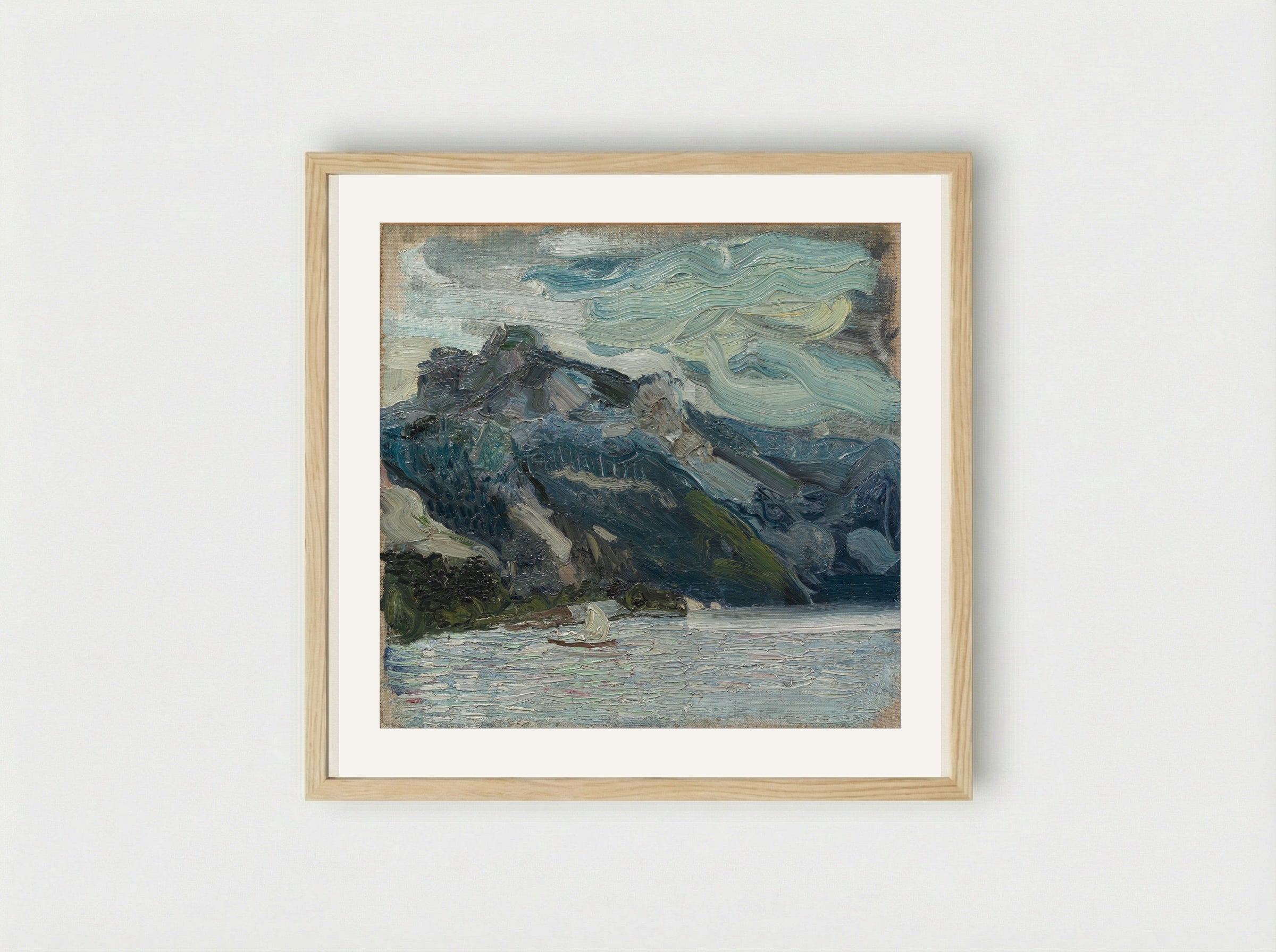 Lake Traunsee with the Schlafende Griechin mountain - Richard Gerstl - Framed Print Wood