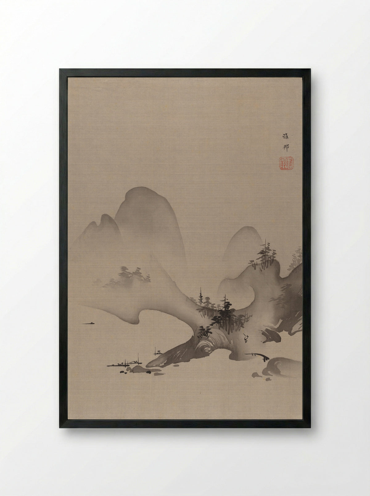 Lake and Mountains - Hashimoto Gahō - Framed Print Black
