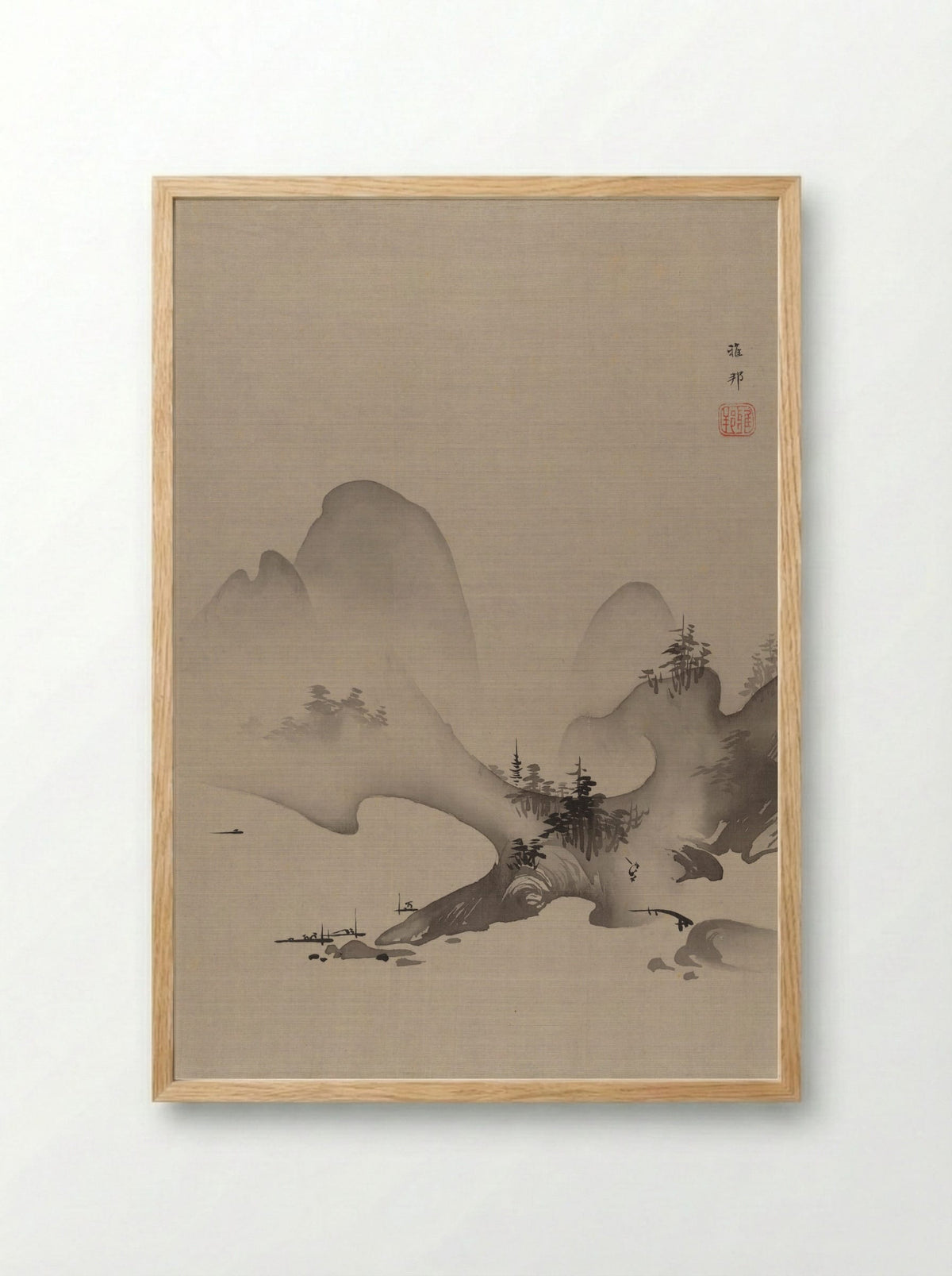 Lake and Mountains - Hashimoto Gahō - Framed Print Wood