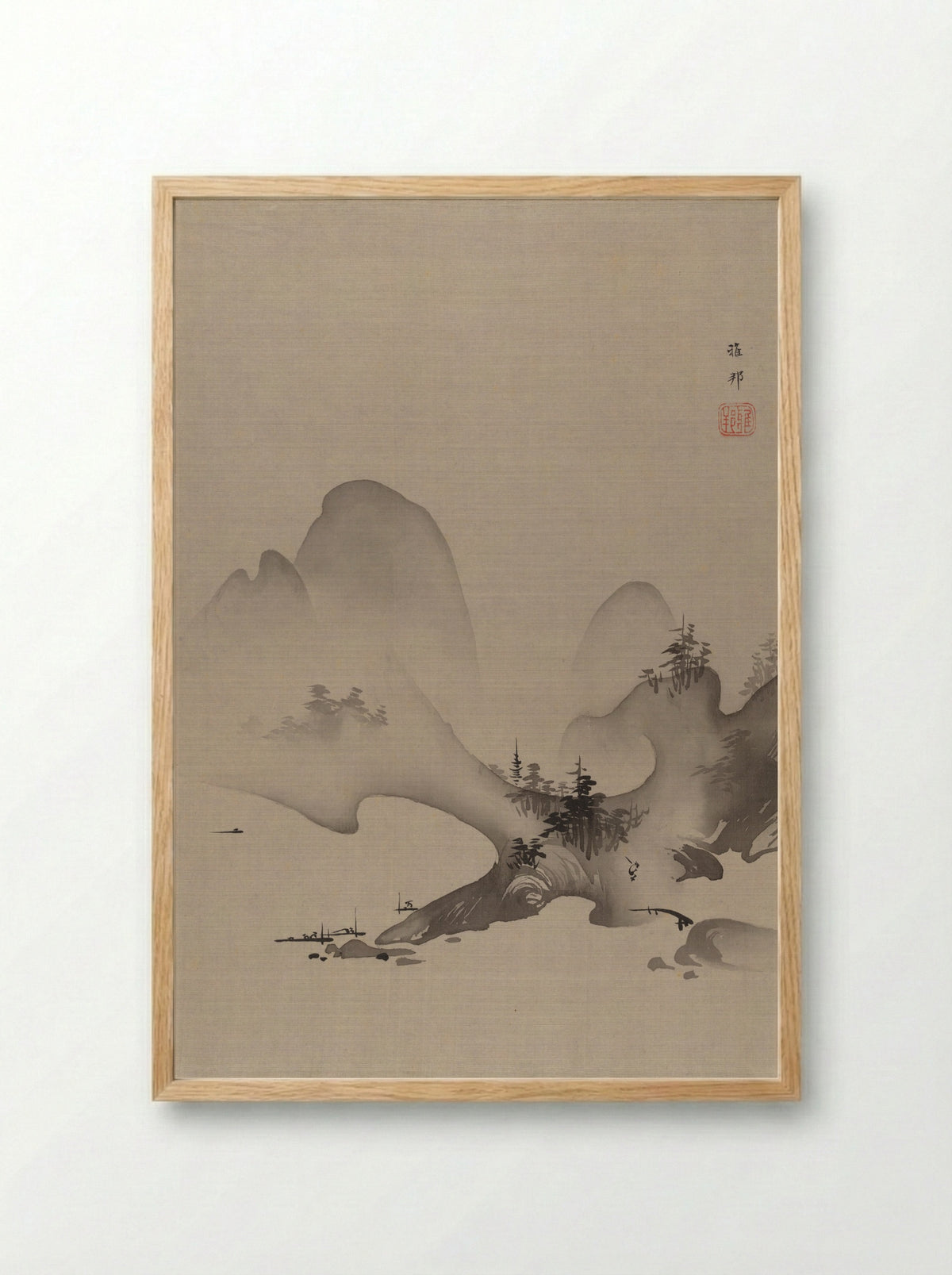 Lake and Mountains - Hashimoto Gahō - Framed Print Wood