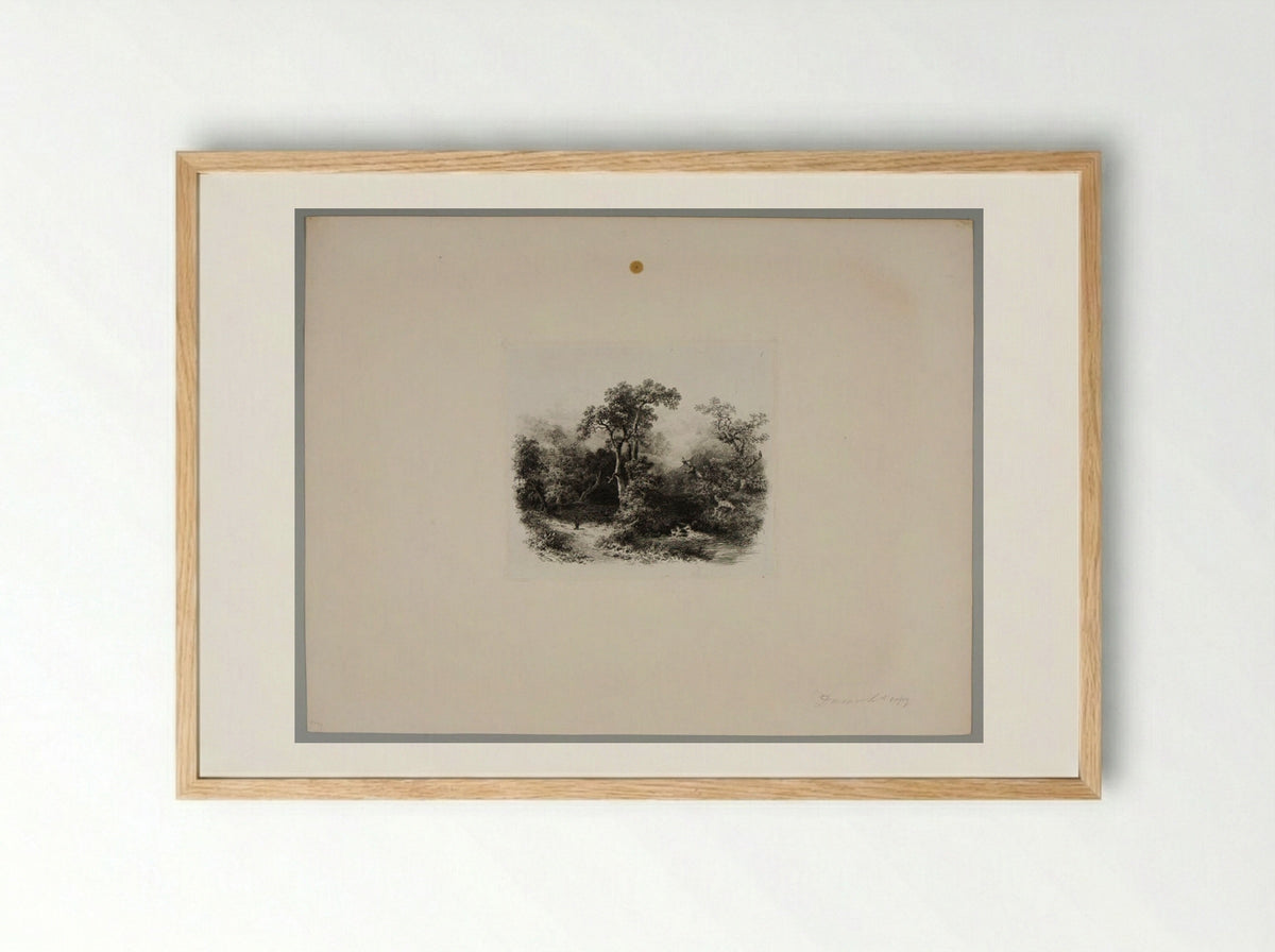 Lake and Waterfall - August C. Haun - Framed Print Wood