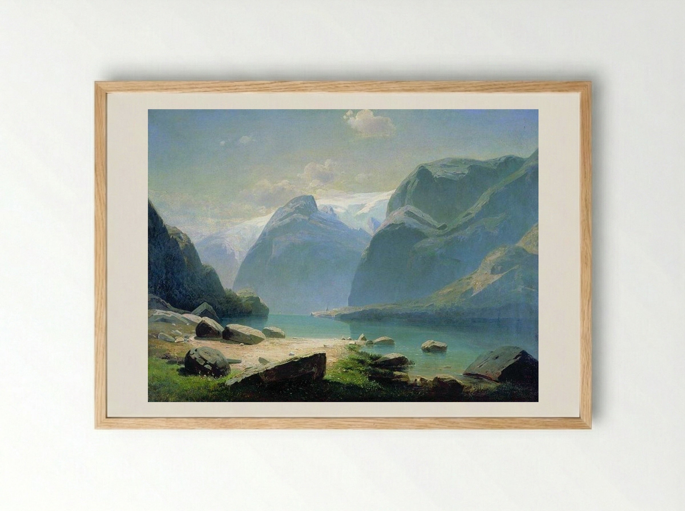 Lake in the Swiss Mountains - Aleksey Savrasov - Framed Print Wood