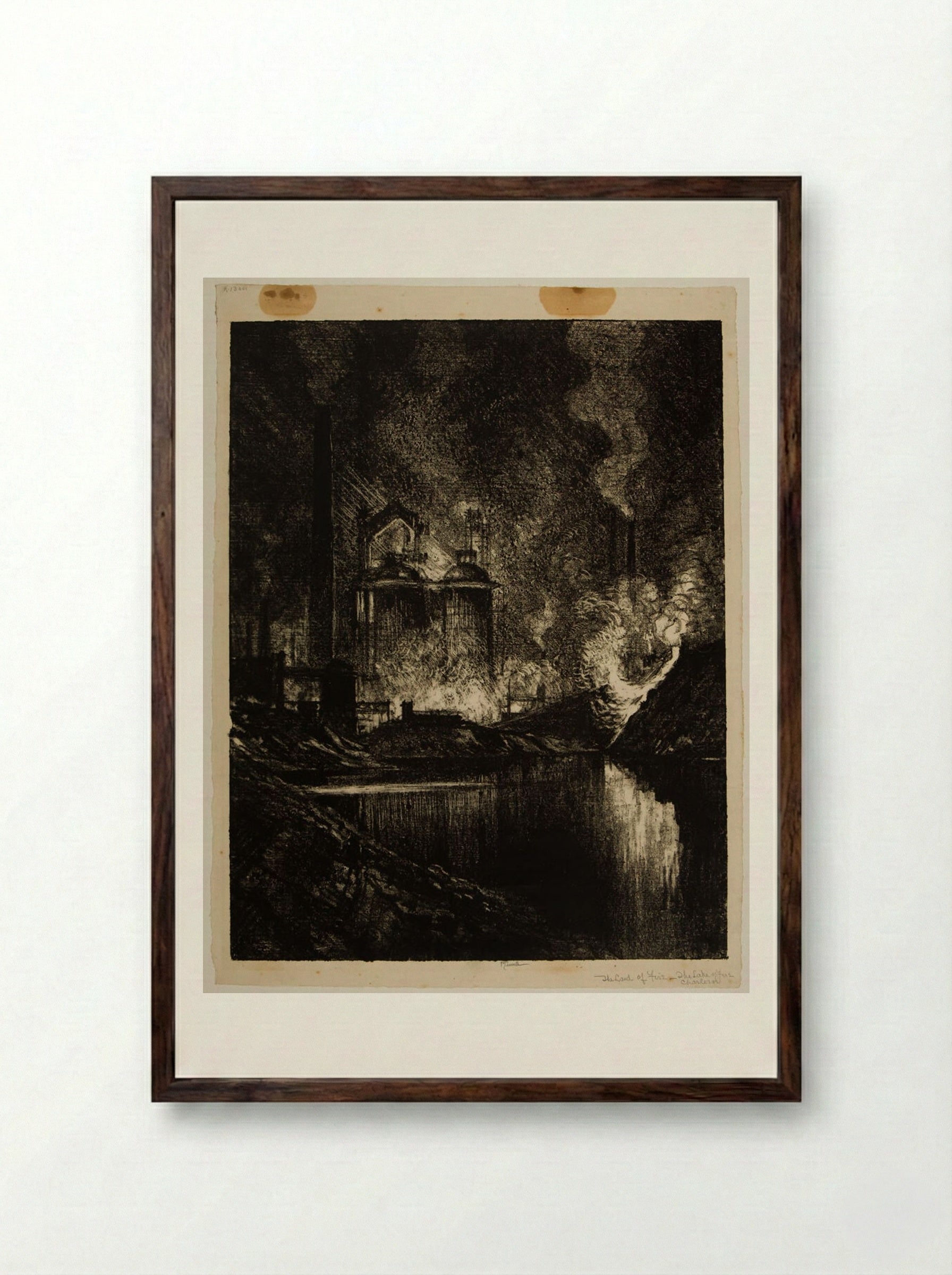 Lake of Fire, Charleroi - Joseph Pennell - Framed Print Dark Wood