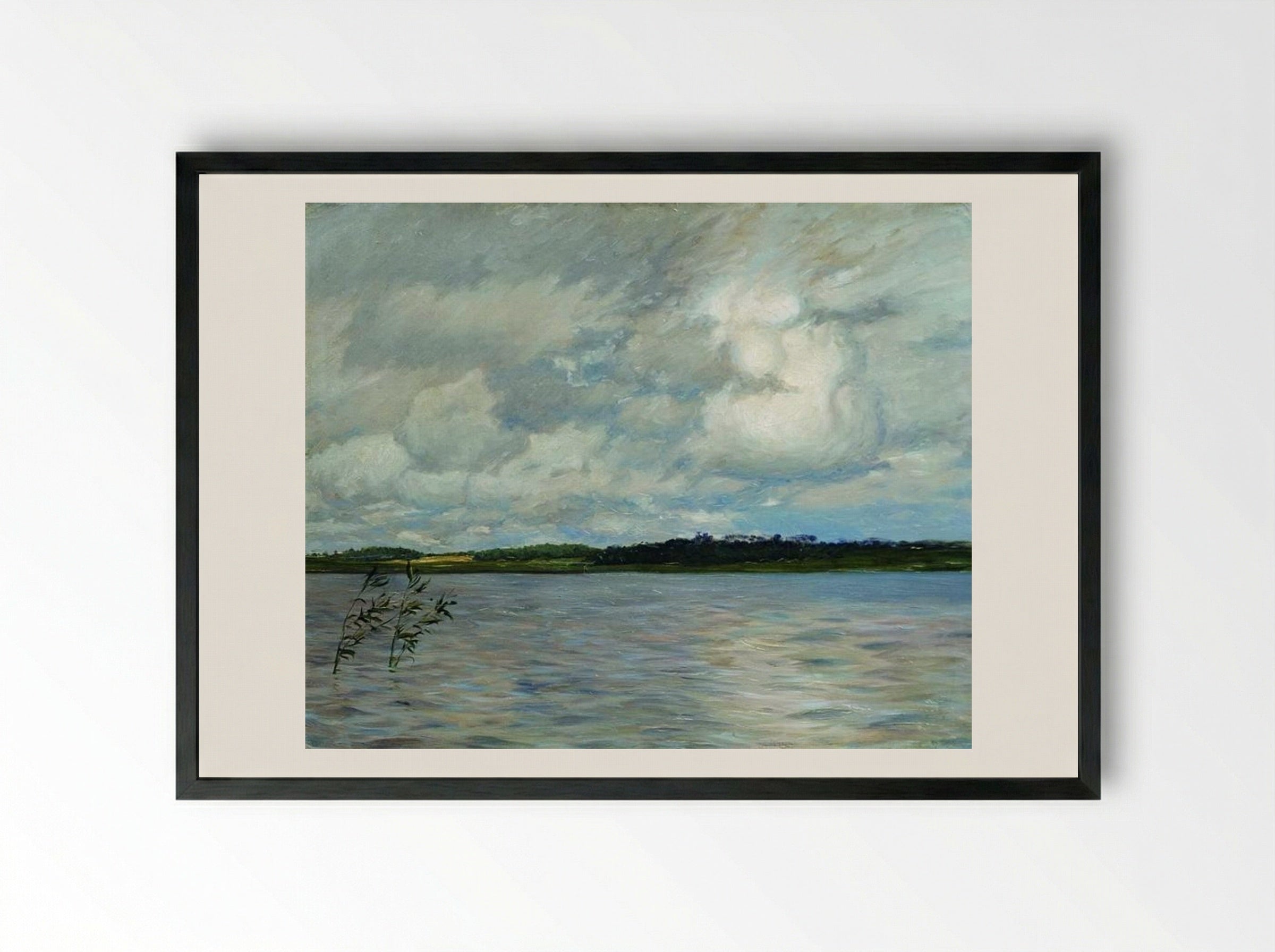 Lake. Gray Day - Isaac Levitan - Framed Print Black