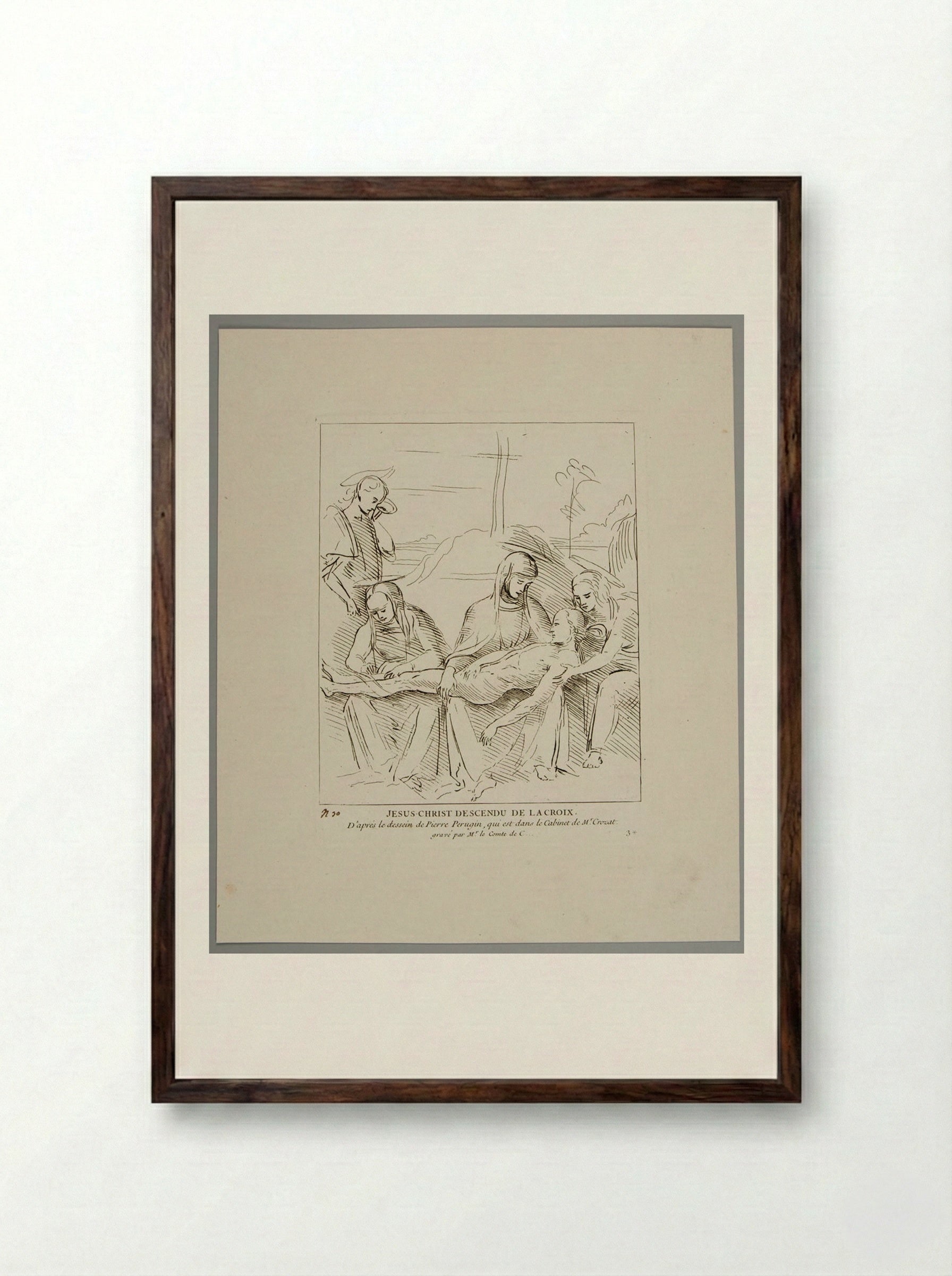 Lamentation (After Perugino) - Anne Claude de Thubières, comte de Caylus - Framed Print Dark Wood