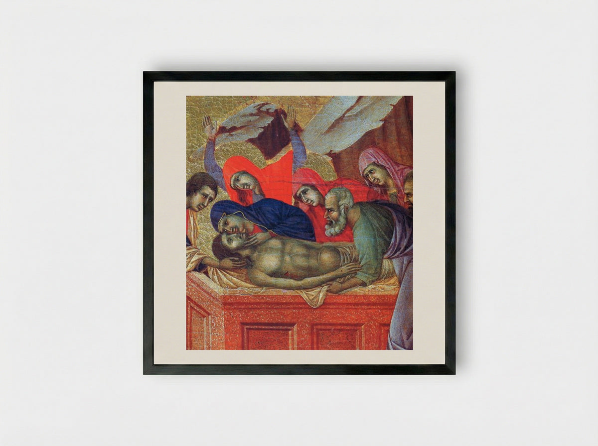 Lamentation of Christ (Fragment) - Duccio di Buoninsegna - Framed Print Black