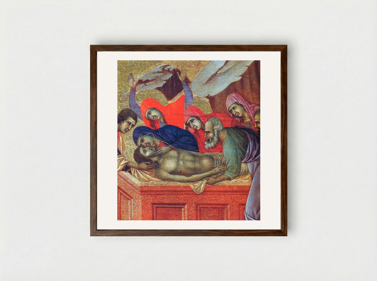 Lamentation of Christ (Fragment) - Duccio di Buoninsegna - Framed Print Dark Wood