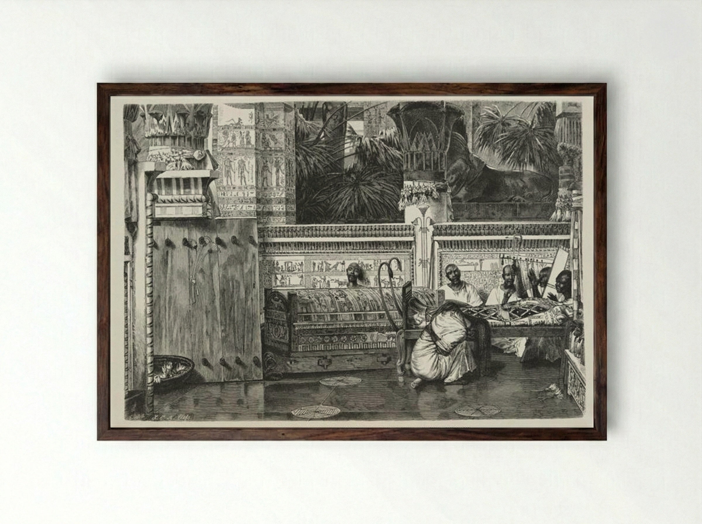 Lamentation of a Widow of Memphis at the Coffin of Her Husband - Sir Lawrence Alma-Tadema - Framed Print Dark Wood