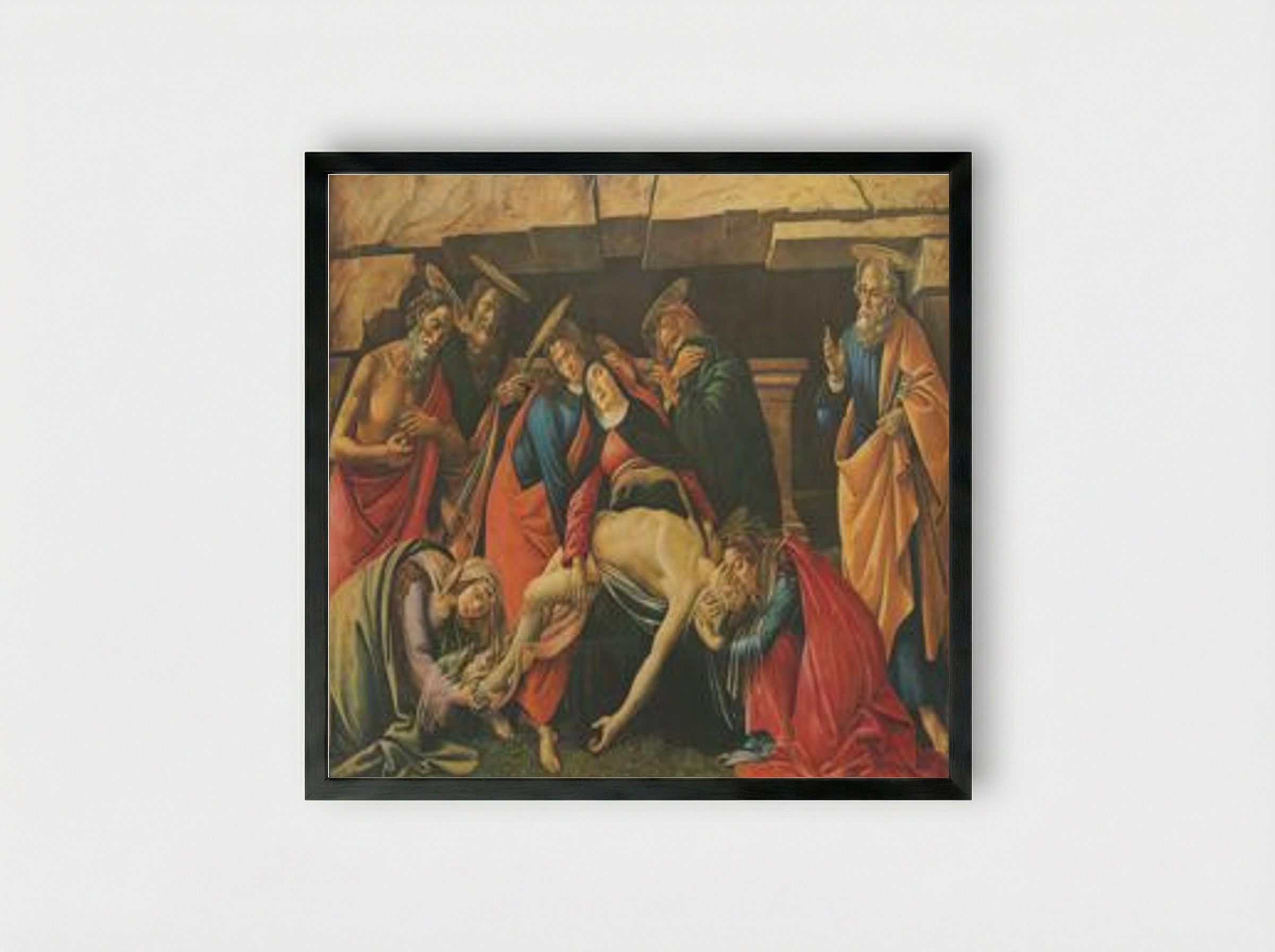 Lamentation over the Dead Christ - Sandro Botticelli - Framed Print Black