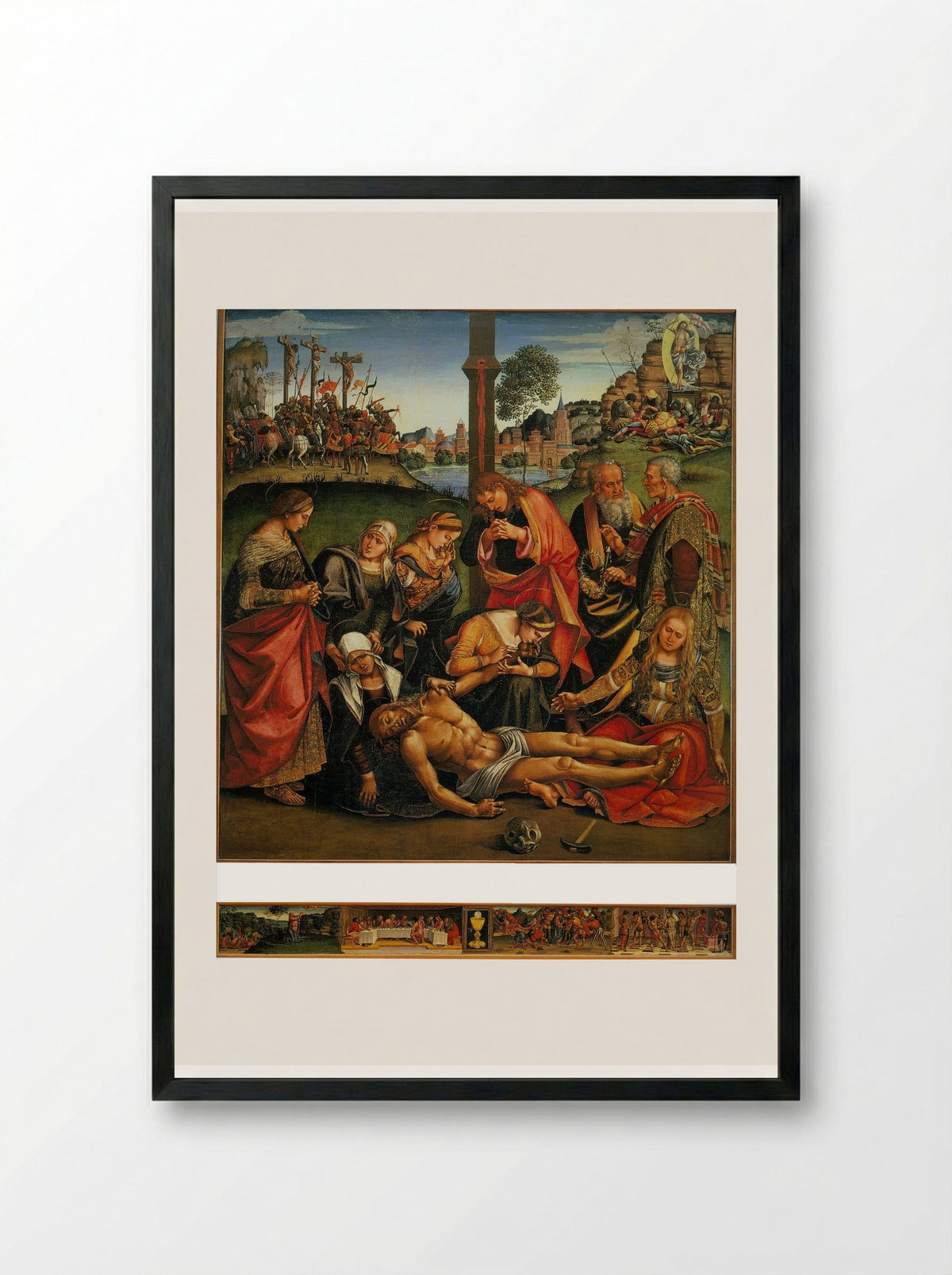 Lamentation over the Dead Christ - Luca Signorelli - Framed Print Black