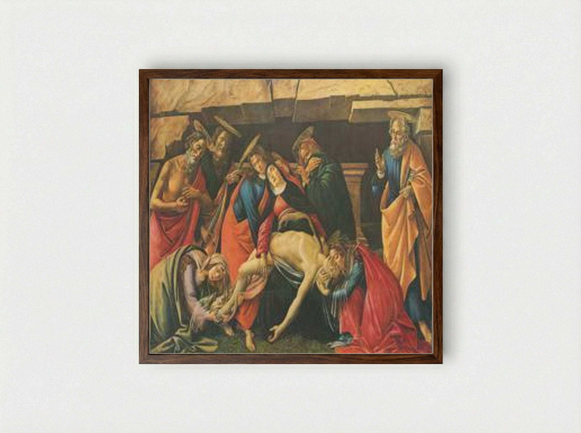 Lamentation over the Dead Christ - Sandro Botticelli - Framed Print Dark Wood