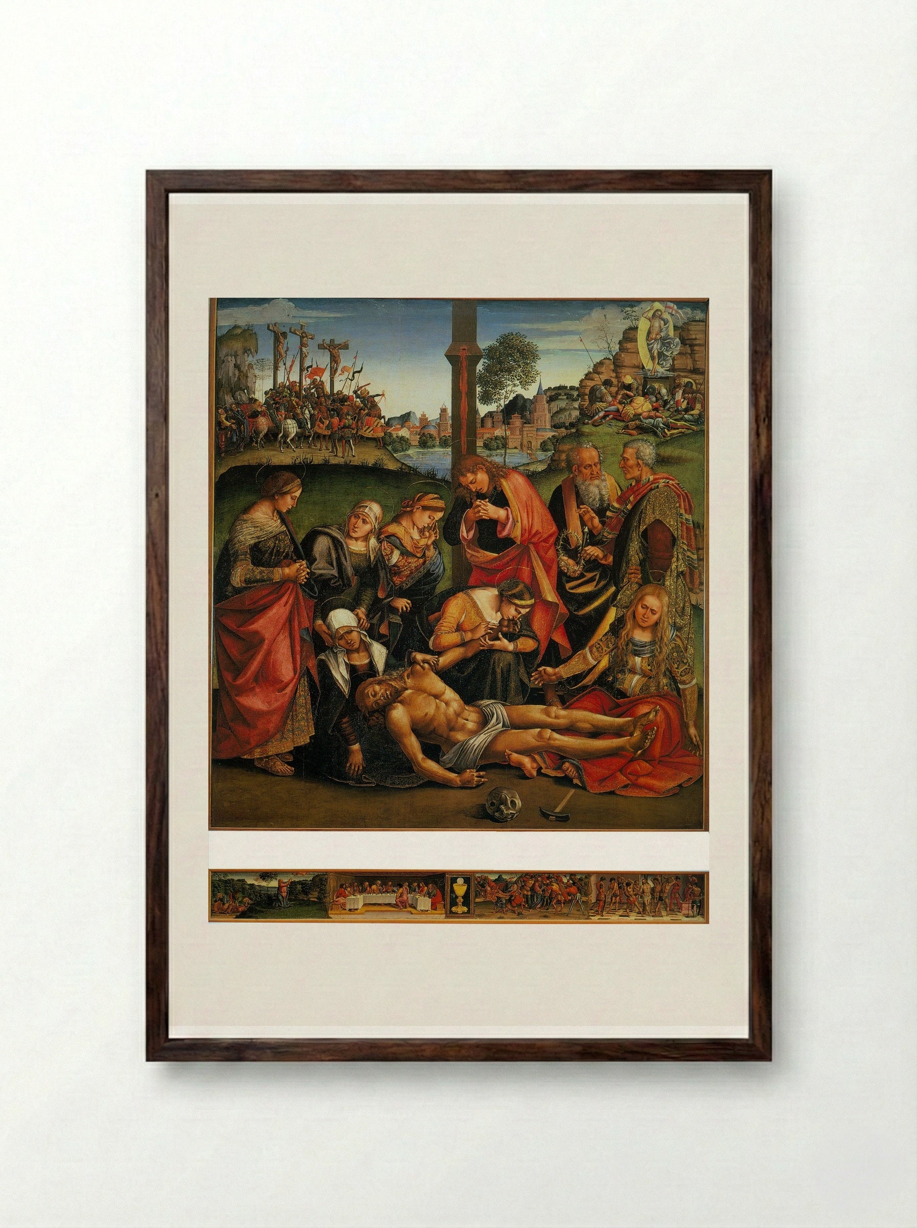 Lamentation over the Dead Christ - Luca Signorelli - Framed Print Dark Wood