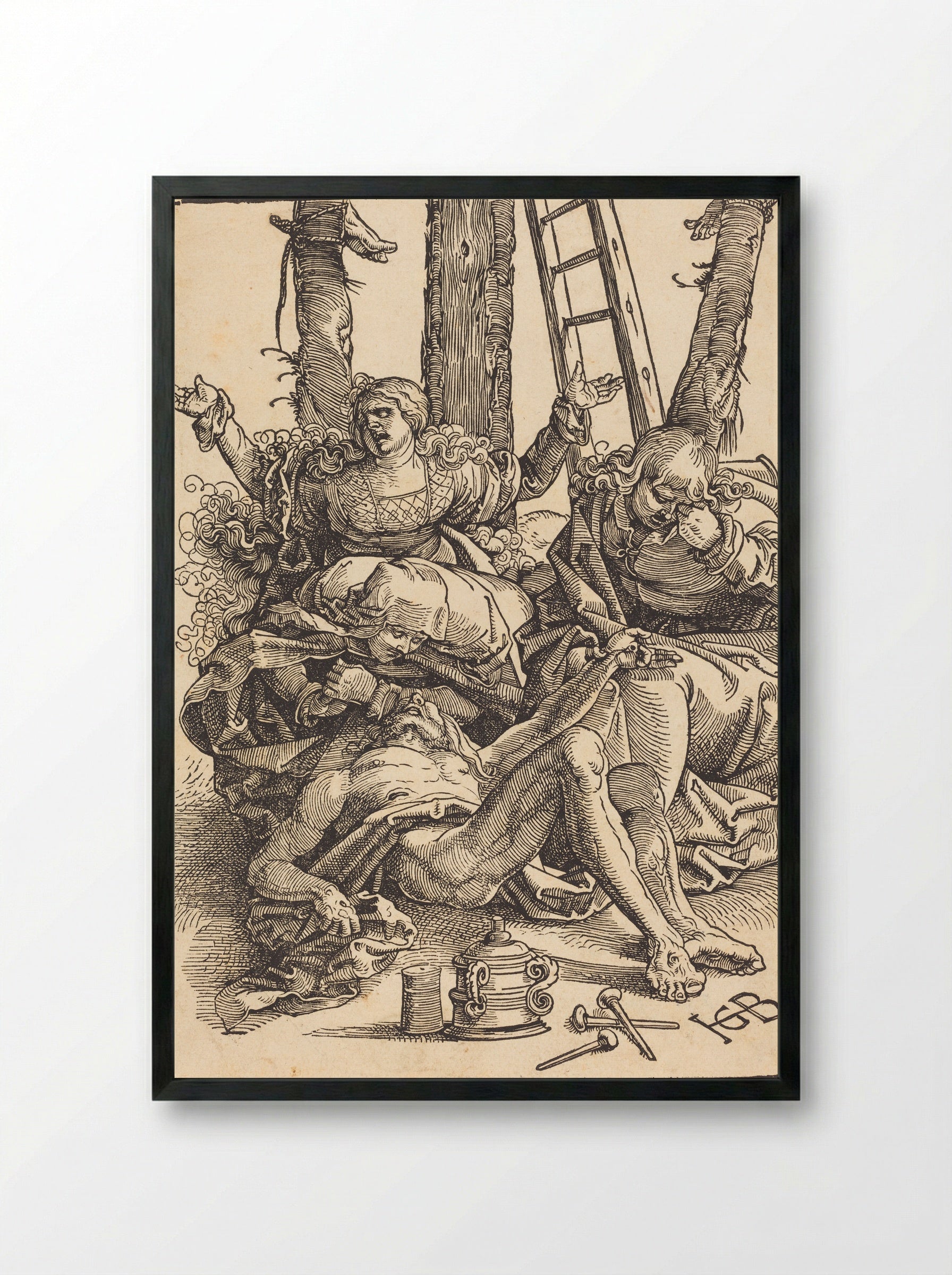 Lamentation - Hans Baldung Grien - Framed Print Black