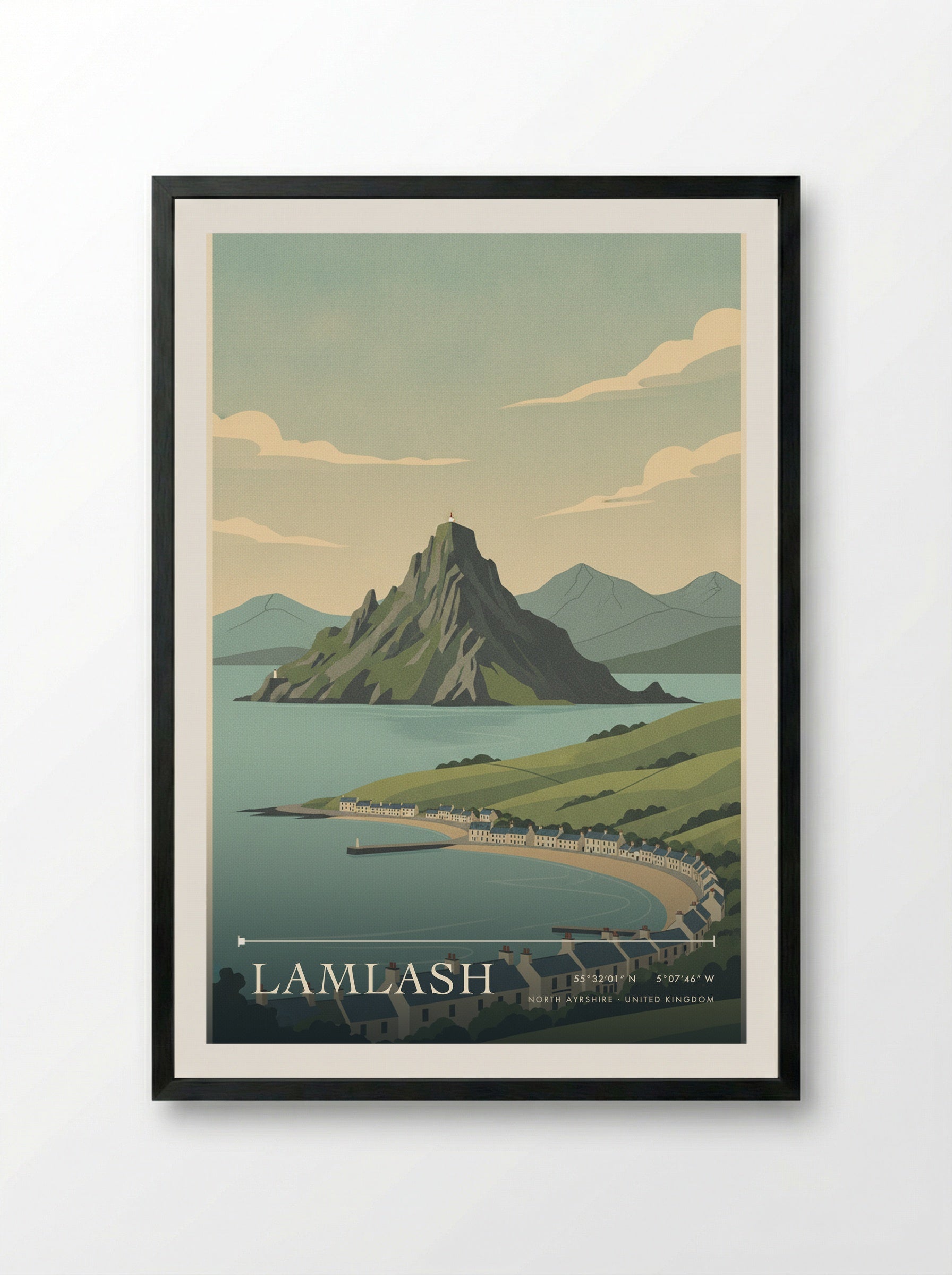 Lamlash North Ayrshire United Kingdom Travel Poster - Framed Print Black