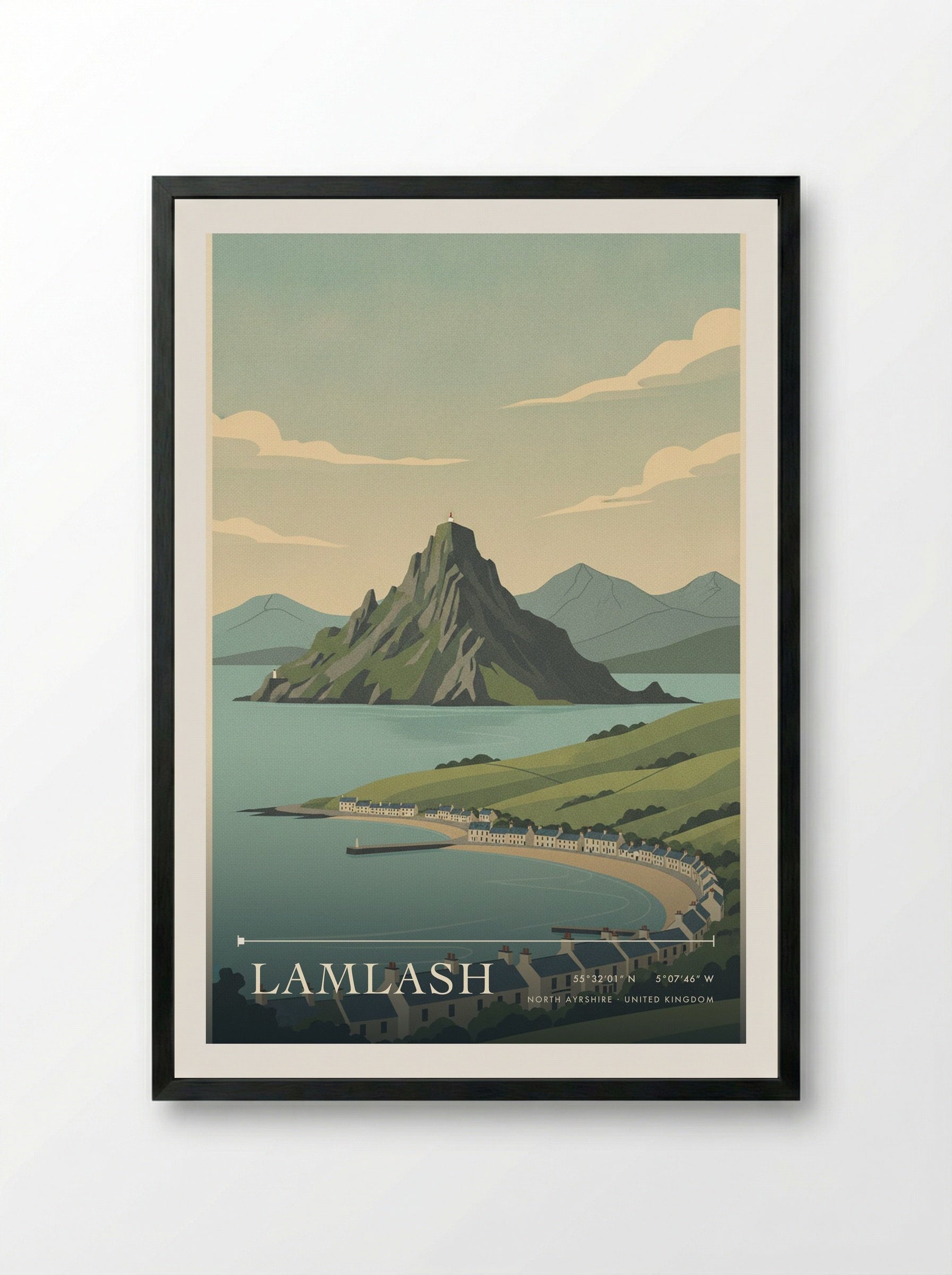 Lamlash North Ayrshire United Kingdom Travel Poster - Framed Print Black