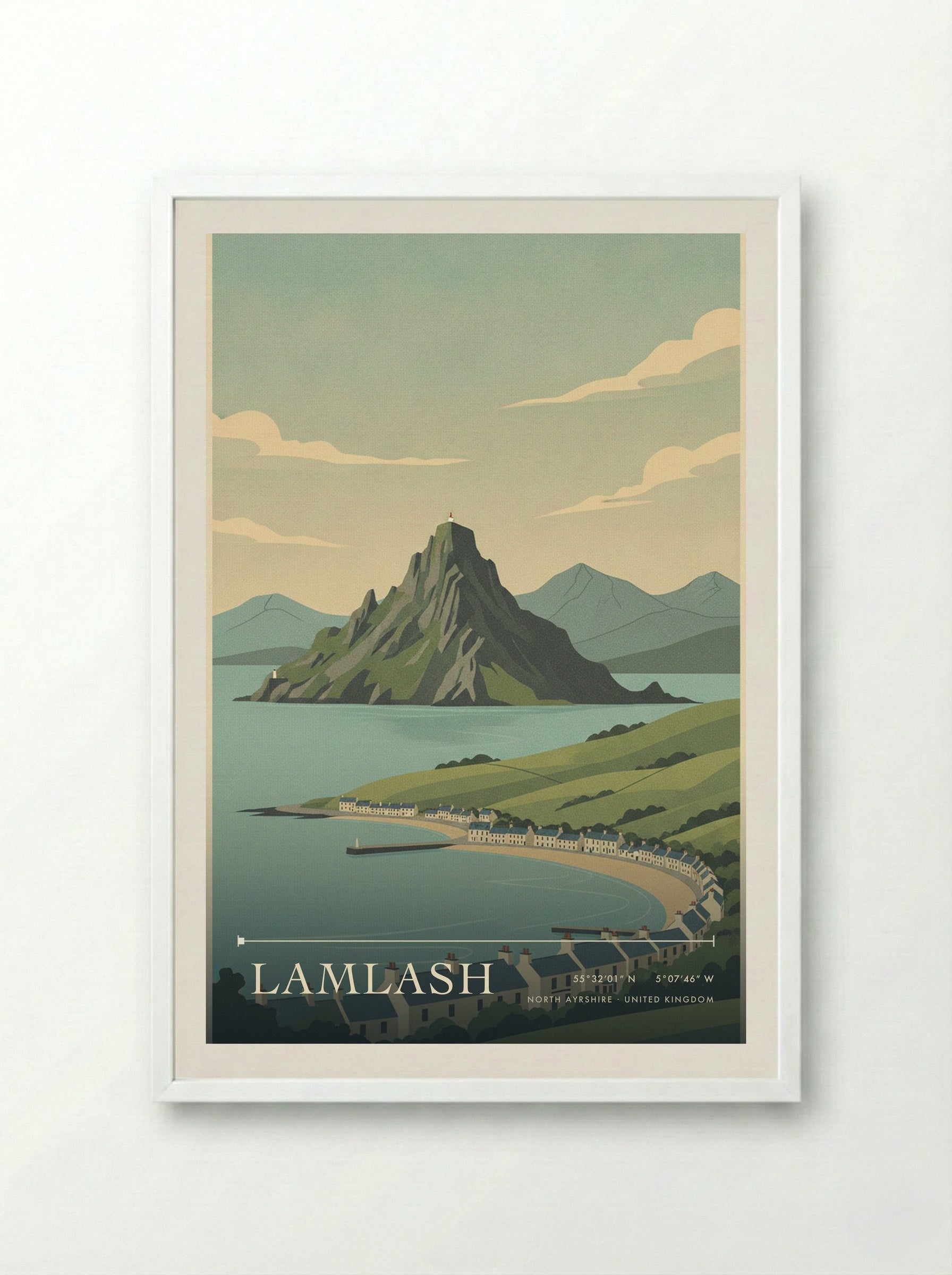 Lamlash North Ayrshire United Kingdom Travel Poster - Framed Print White
