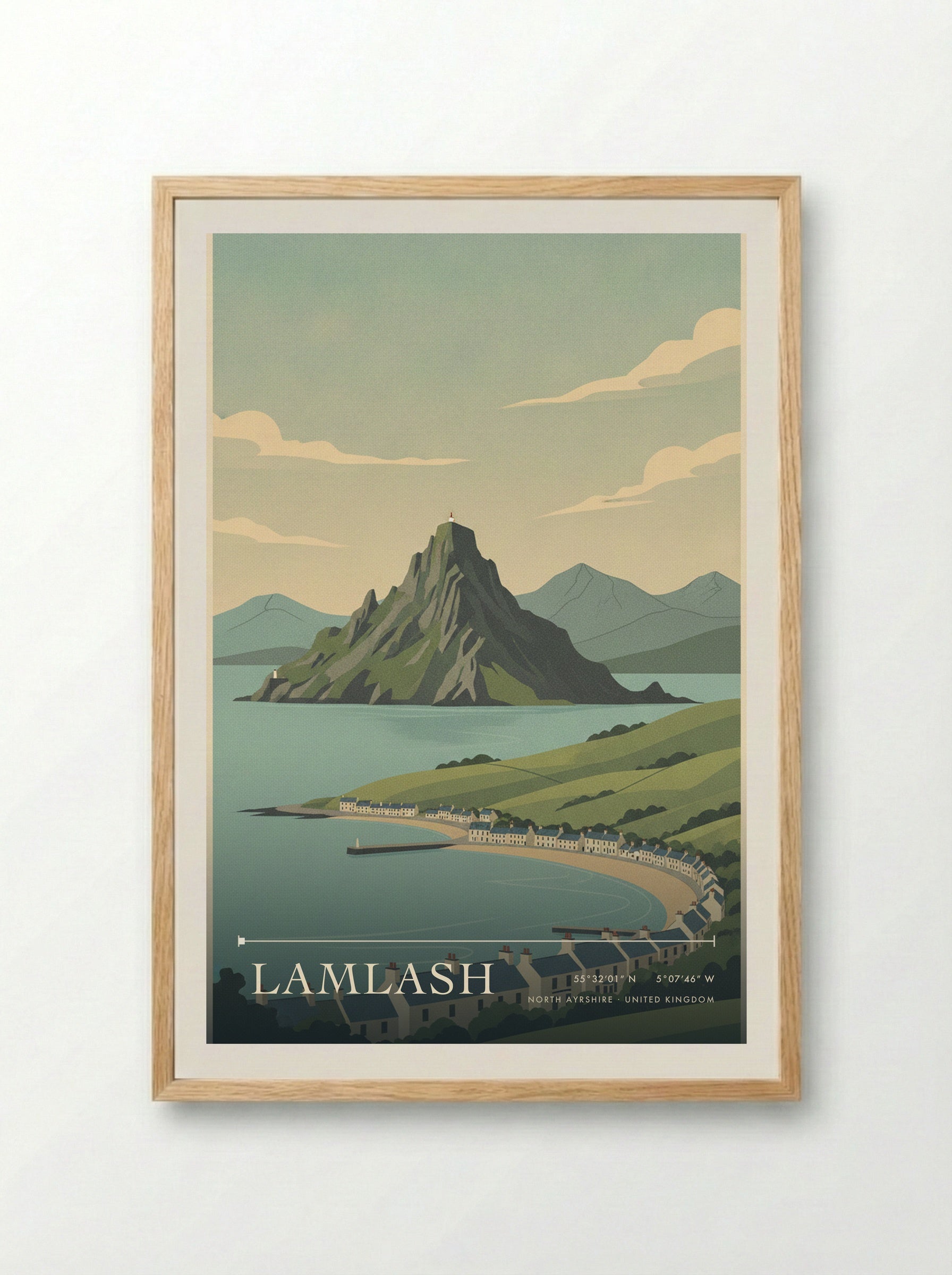 Lamlash North Ayrshire United Kingdom Travel Poster - Framed Print Wood