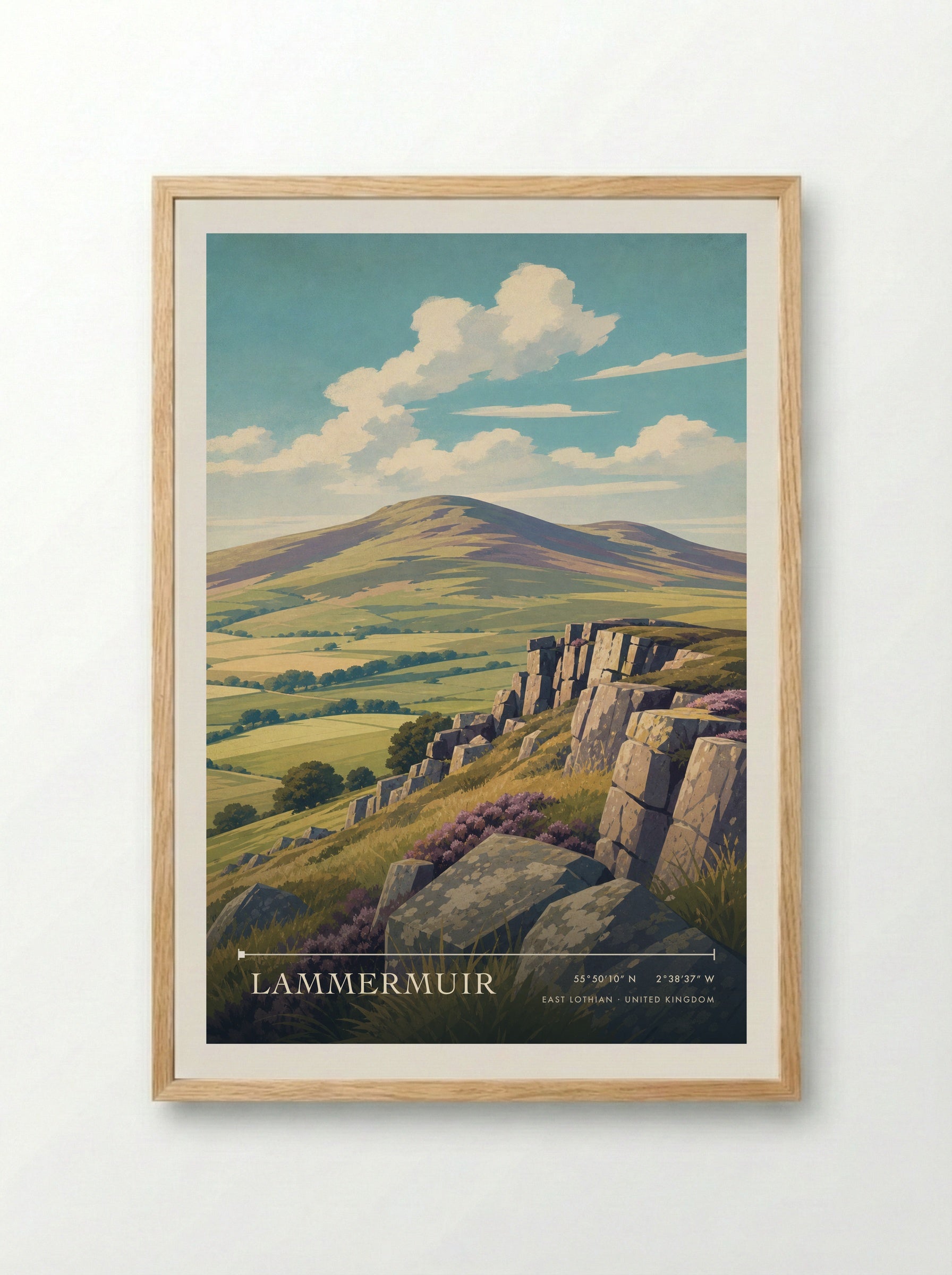 Lammermuir East Lothian United Kingdom Travel Poster - Framed Print Wood