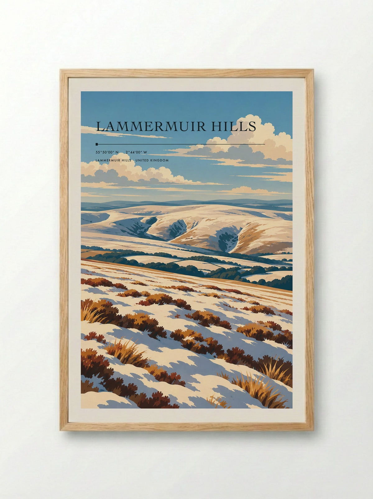 Lammermuir Hills | Travel Poster - Framed Print Wood