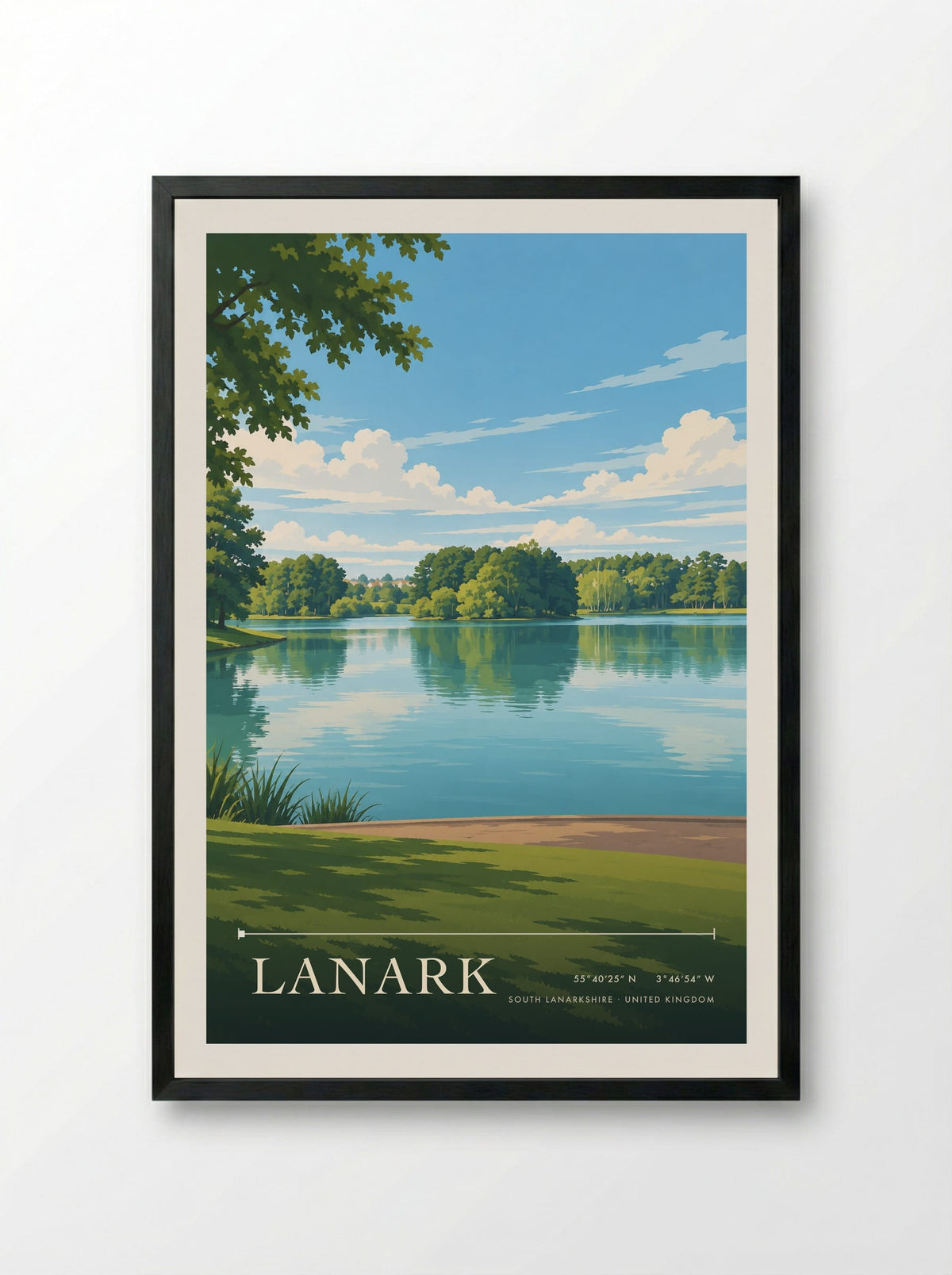 Lanark, South Lanarkshire | Travel Poster - Framed Print Black