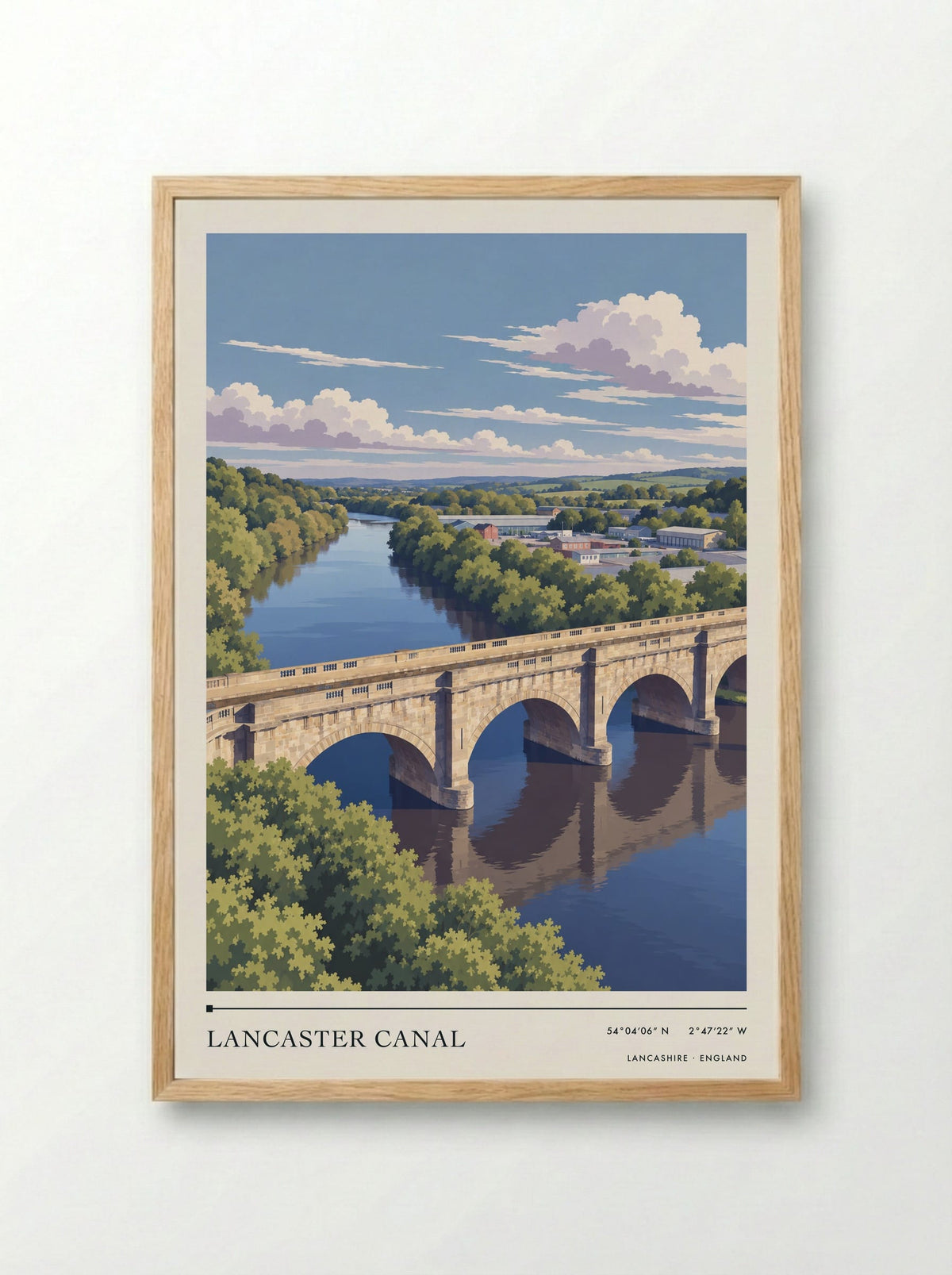 Lancaster Canal, Lancashire | Travel Poster - Framed Print Wood