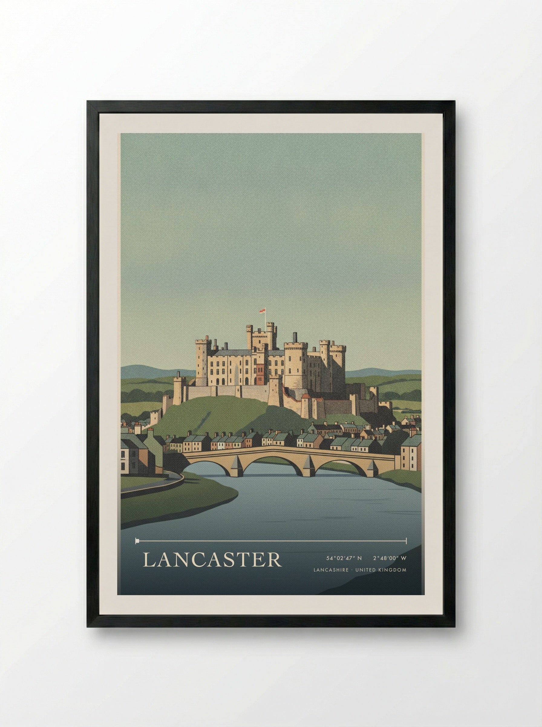 Lancaster Lancashire United Kingdom Travel Poster - Framed Print Black