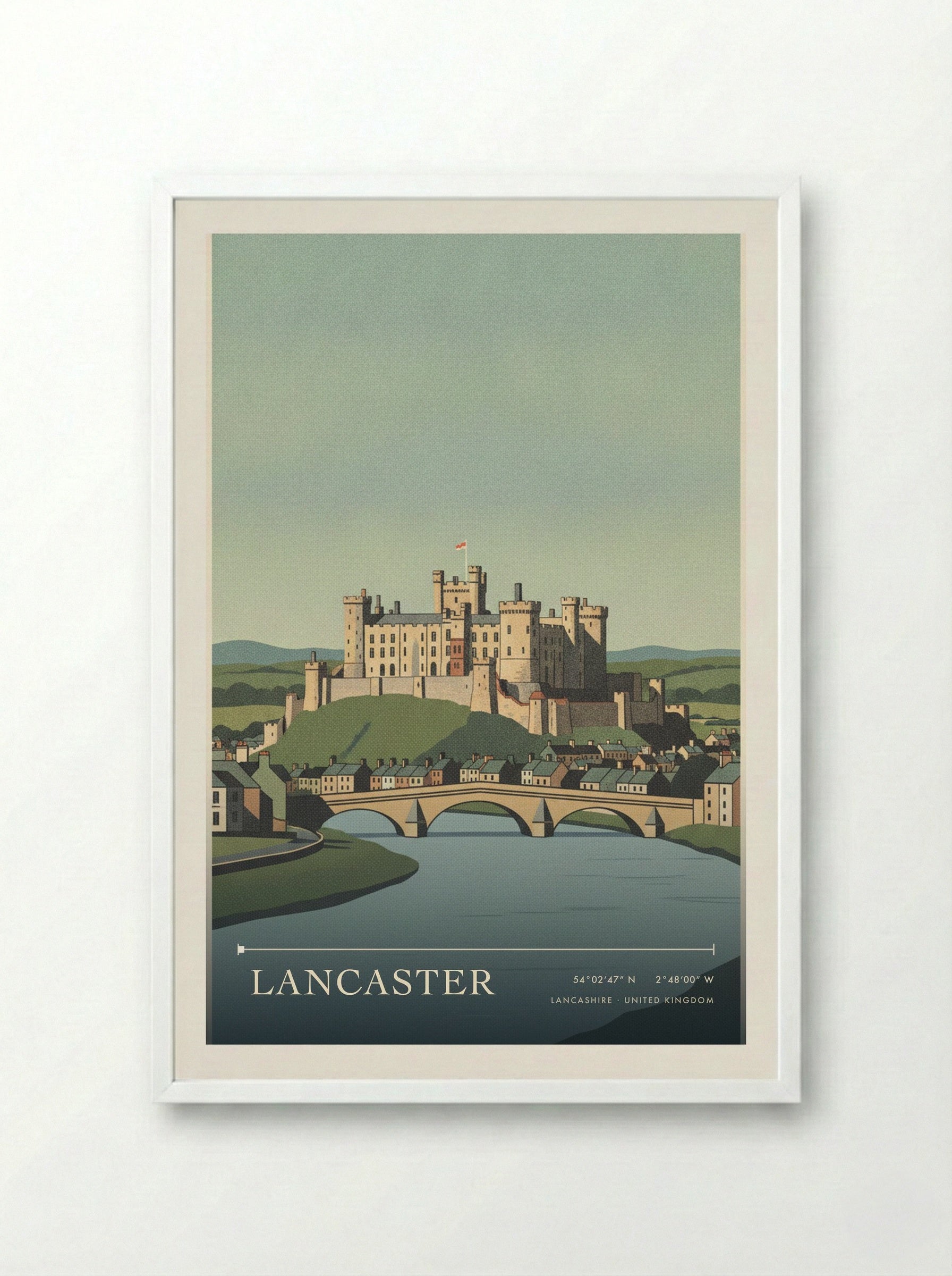 Lancaster Lancashire United Kingdom Travel Poster - Framed Print White