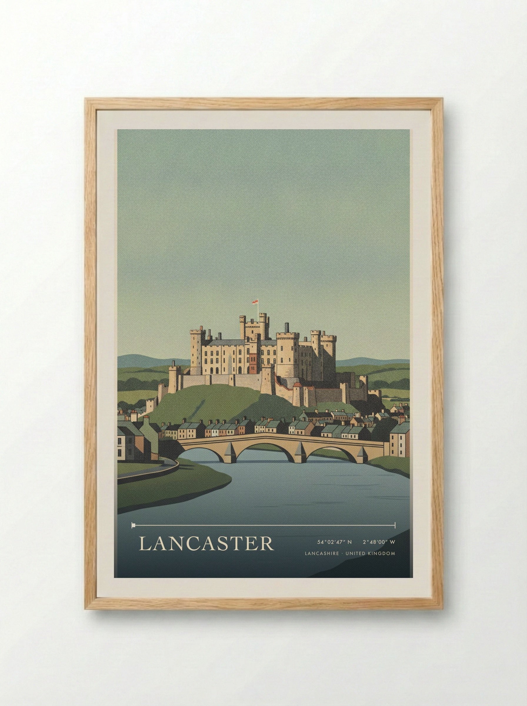 Lancaster Lancashire United Kingdom Travel Poster - Framed Print Wood