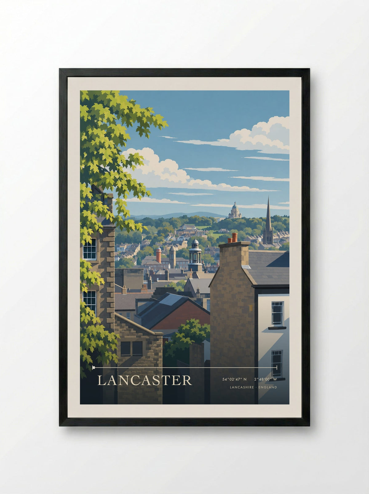 Lancaster, Lancashire | Travel Poster - Framed Print Black