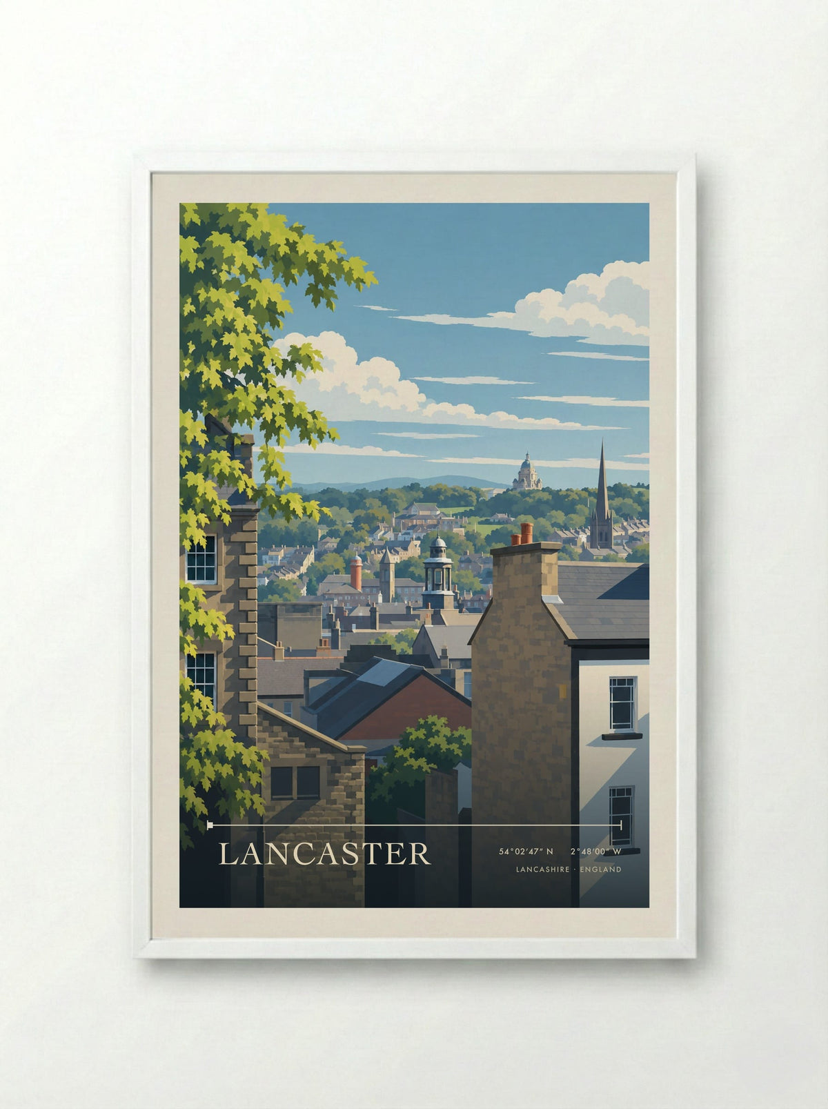 Lancaster, Lancashire | Travel Poster - Framed Print White