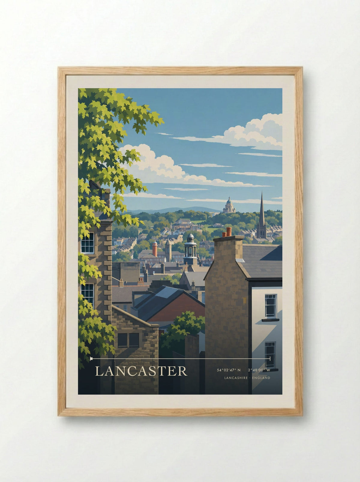 Lancaster, Lancashire | Travel Poster - Framed Print Wood