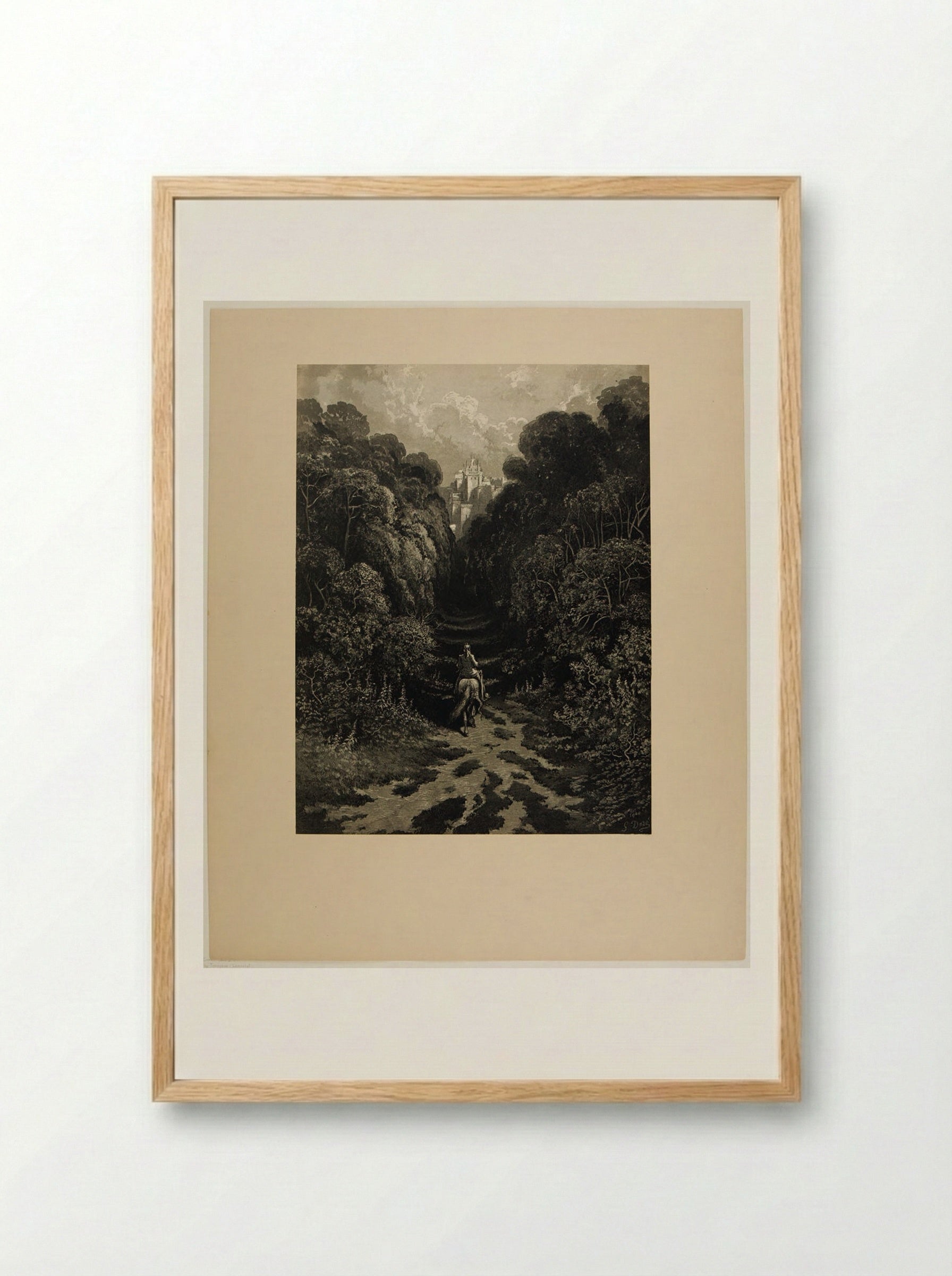 Lancelot Approaching the Castle of Astolat - Gustave Doré - Framed Print Wood